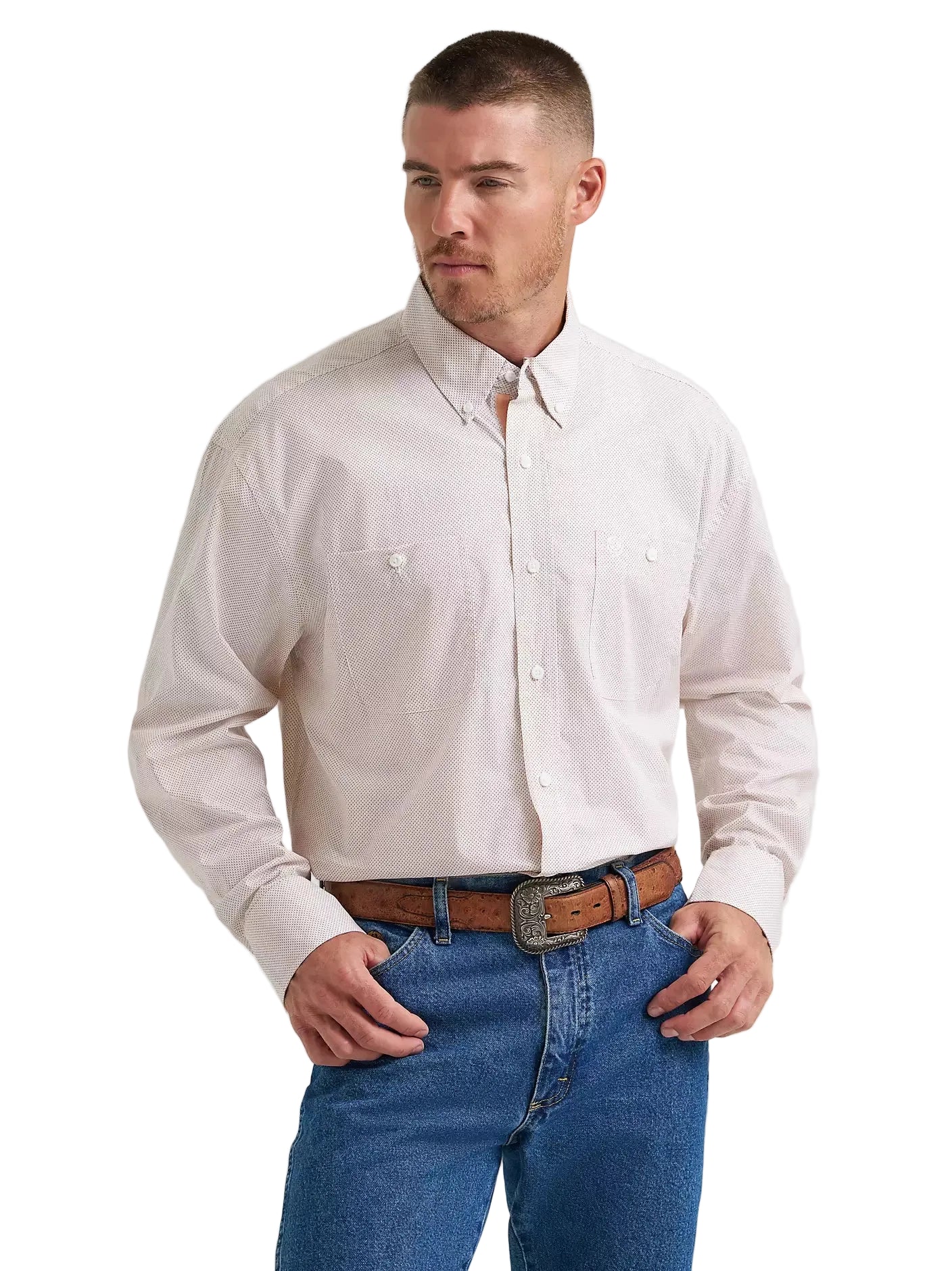 Men's Wrangler® George Strait™ Long Sleeve Button Down Two Pocket Shirt 112374612