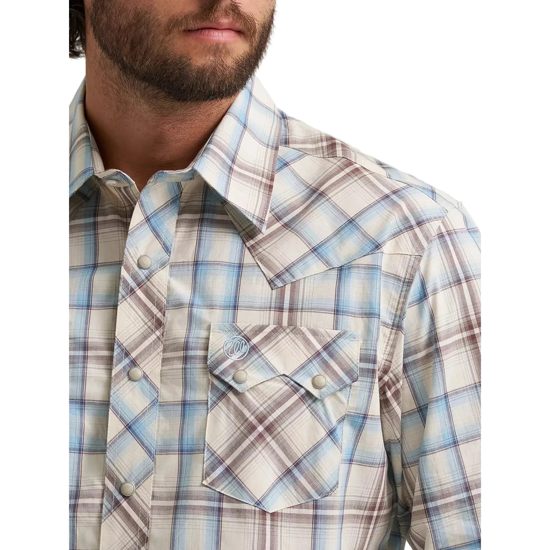 Men's Wrangler Retro® Historic Tan Long Sleeve Sawtooth Snap Pocket Western Shirt 112374742