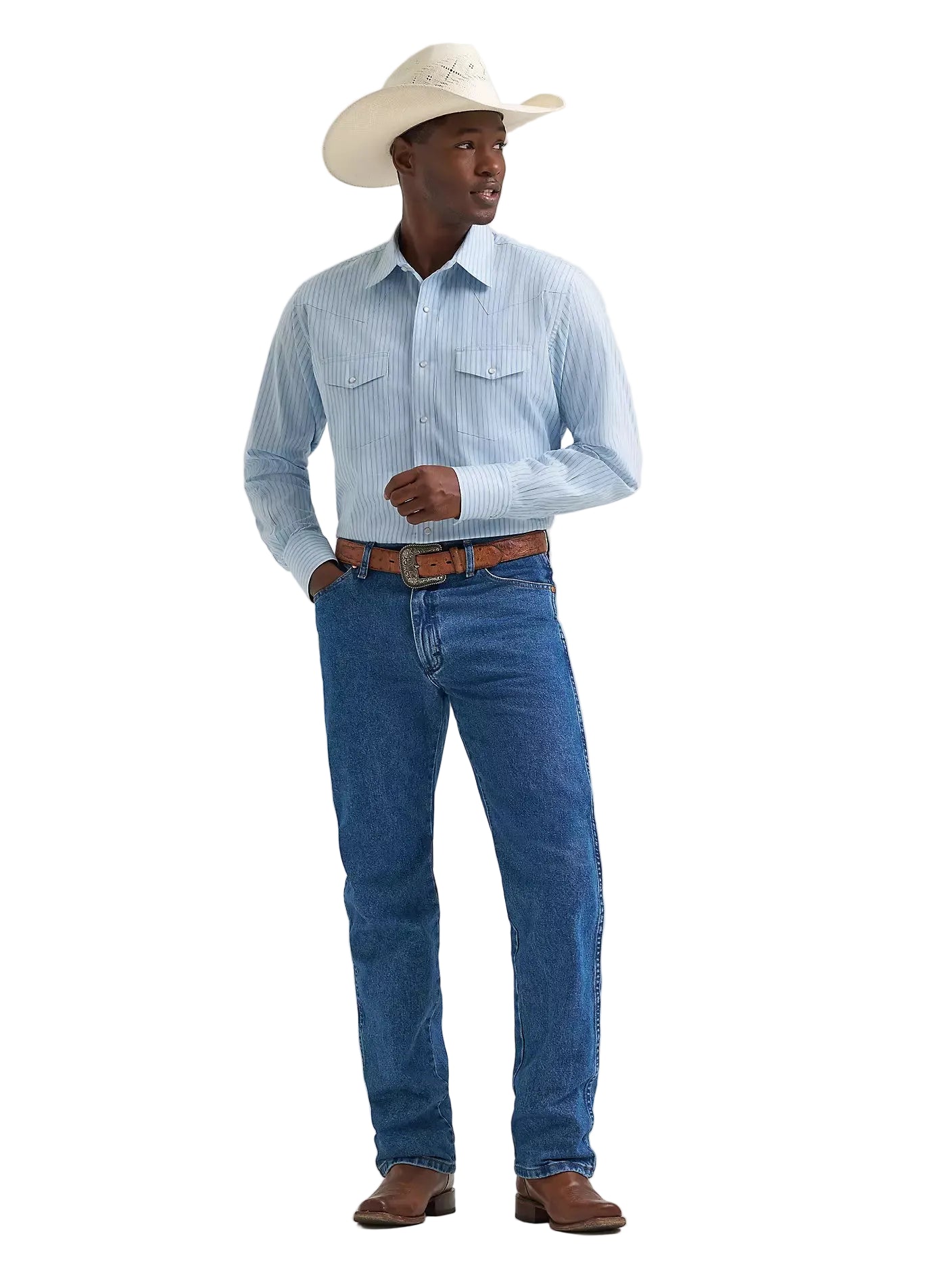 Men's Wrangler Wrinkle Resist Long Sleeve Western Snap Stripe Shirt 112374876