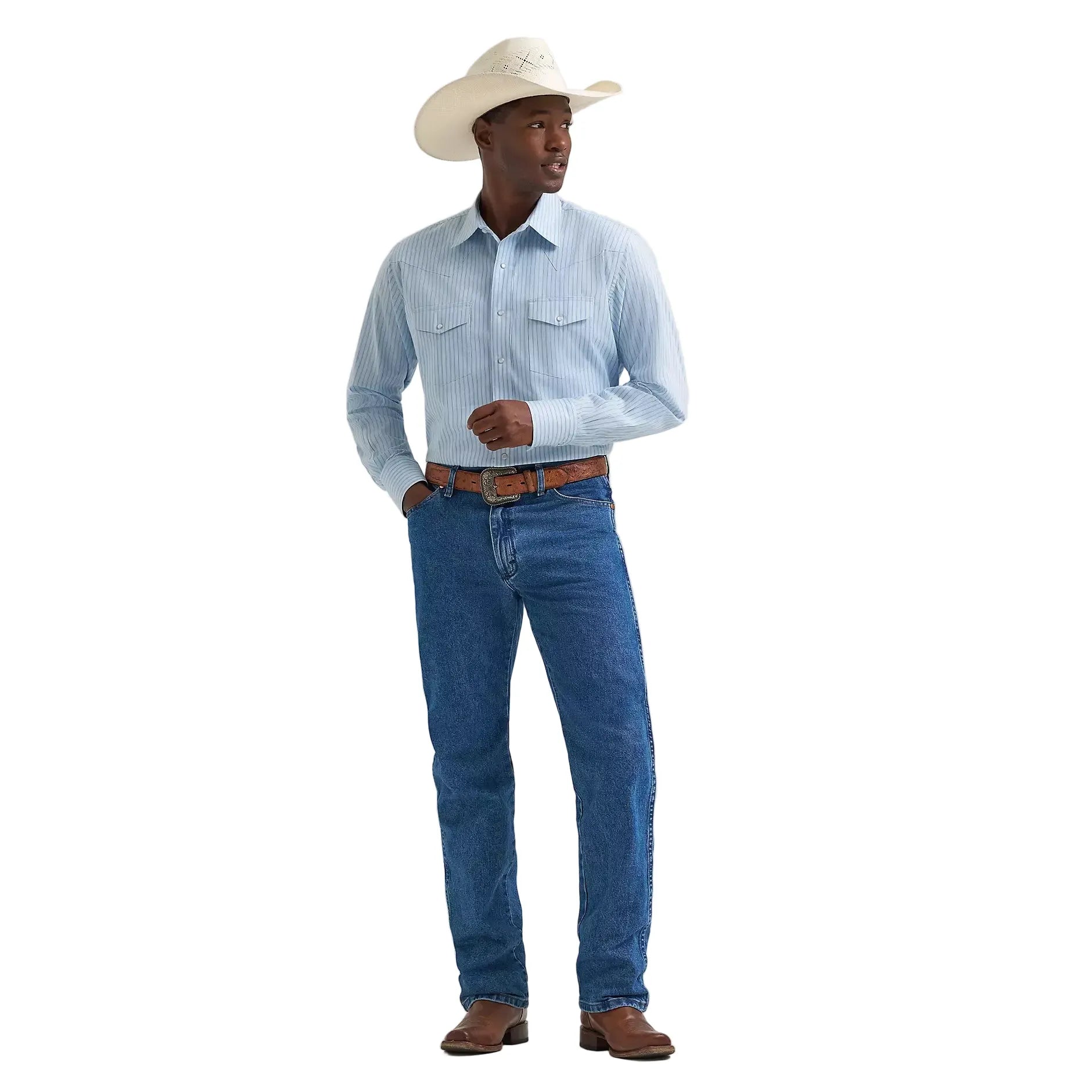 Men's Wrangler Wrinkle Resist Long Sleeve Western Snap Stripe Shirt 112374876