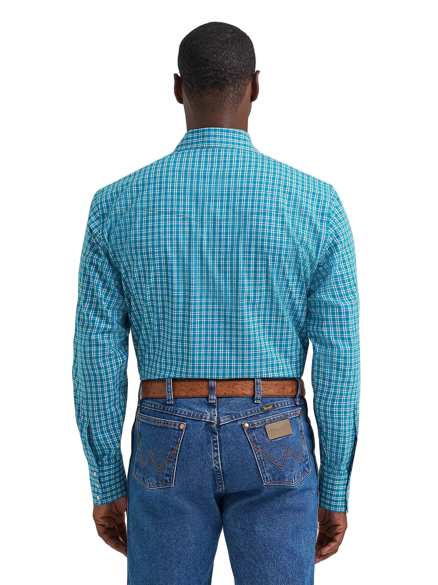 Men's Wrangler Wrinkle Resist Long Sleeve Western Snap Plaid Shirt 112374891