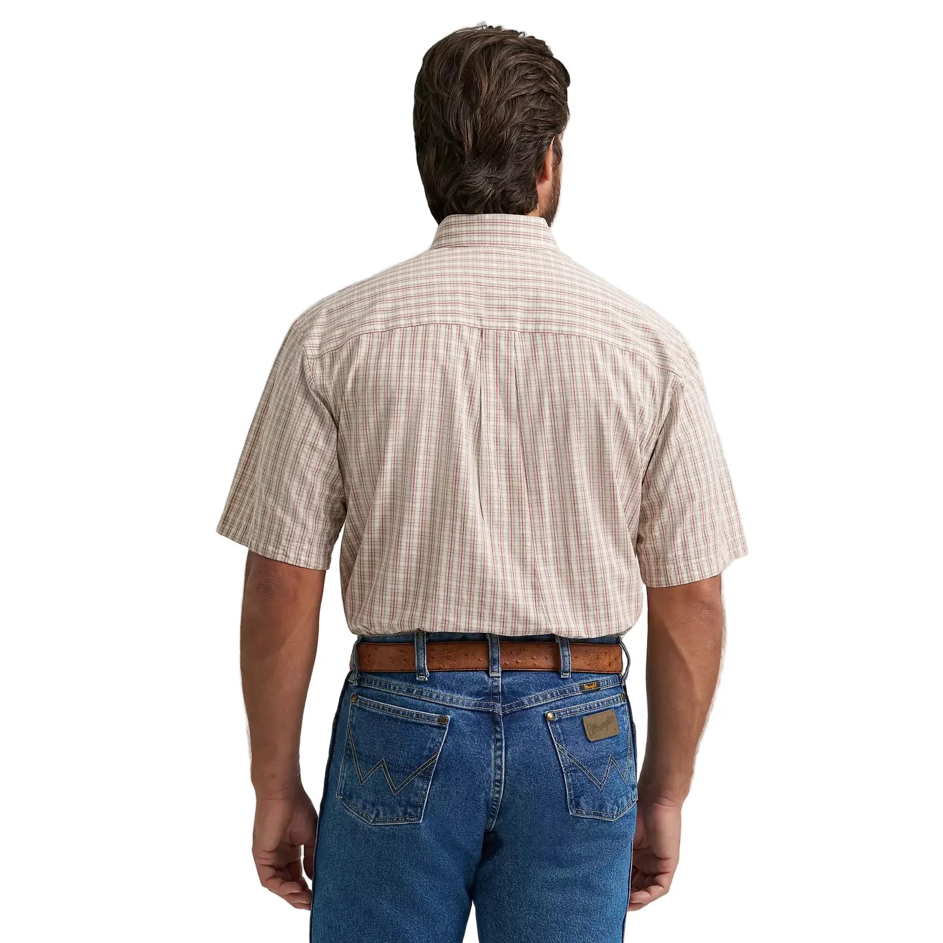 Men's Wrangler George Strait Desert Plaid Short Sleeve Two Pocket Button Down Shirt 112379070