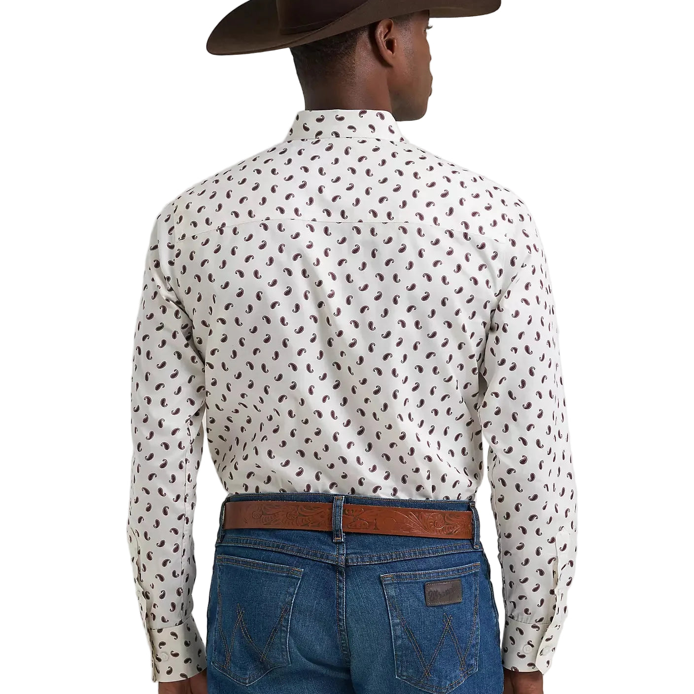 Men's Wrangler Wine Paisley Cody Johnson One Pocket Button Down Shirt 112381555