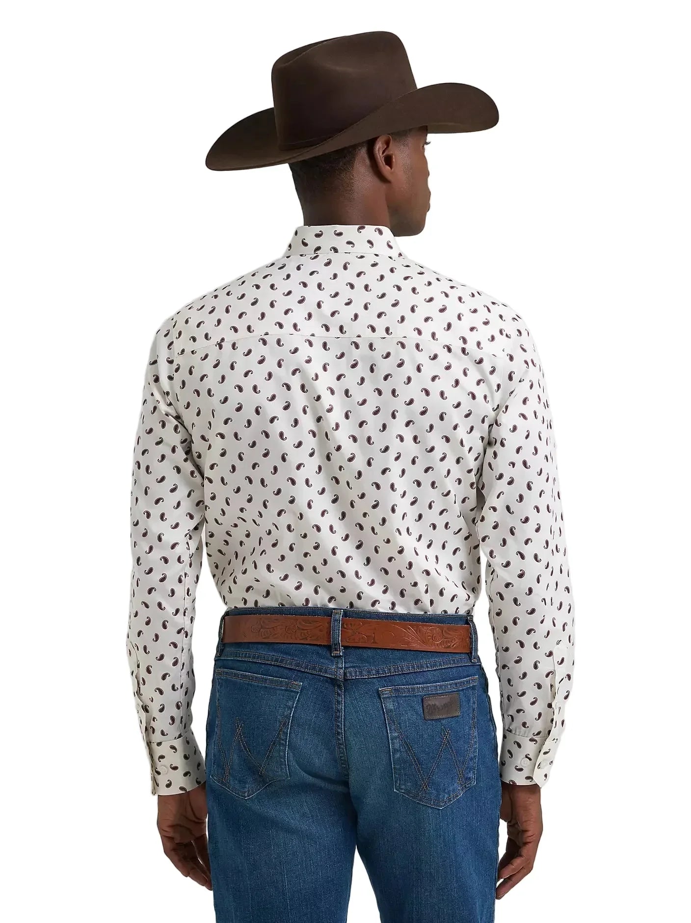 Men's Wrangler Wine Paisley Cody Johnson One Pocket Button Down Shirt 112381555