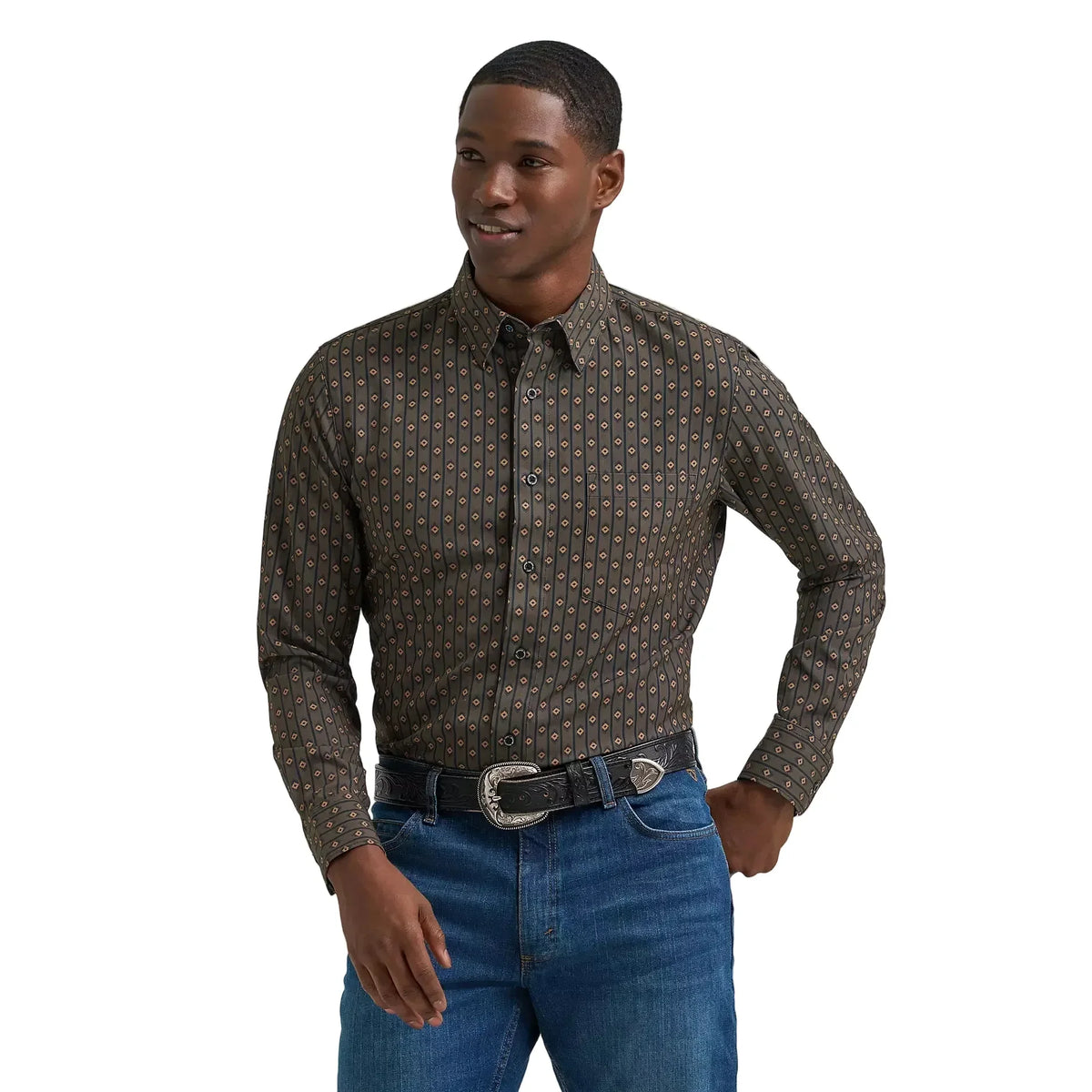 Men's Wrangler Cody Johnson Hickory Performance Button Down Shirt 112381619
