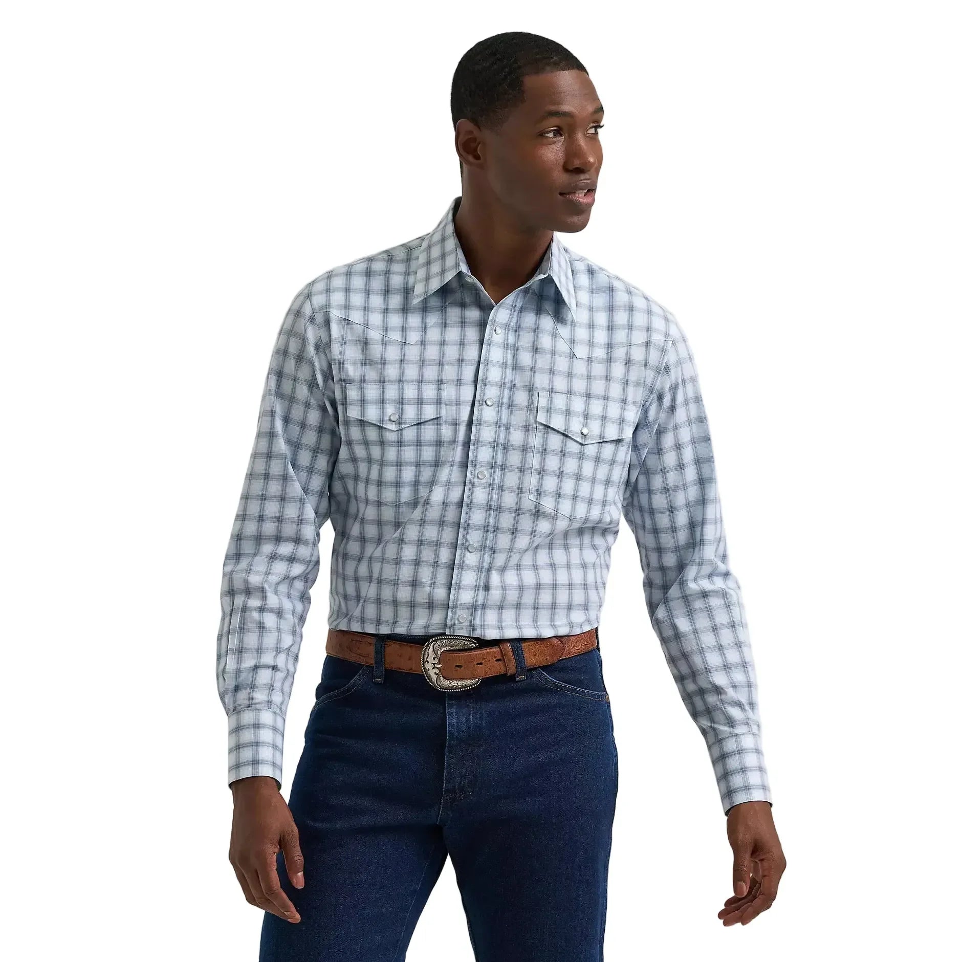 Men's Wrangler Slate Wrinkle Resist Long Sleeve Western Snap Shirt 112381654