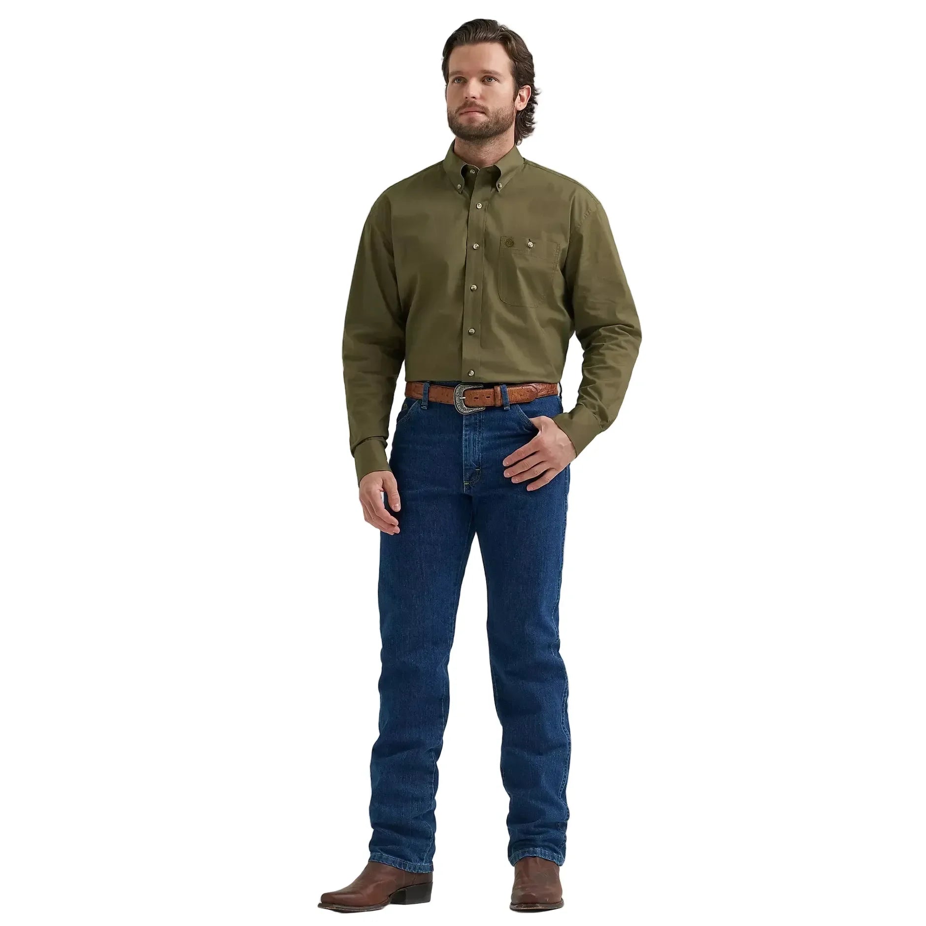 Men's Wrangler Lichen George Strait Long Sleeve Button Down Shirt 112381943