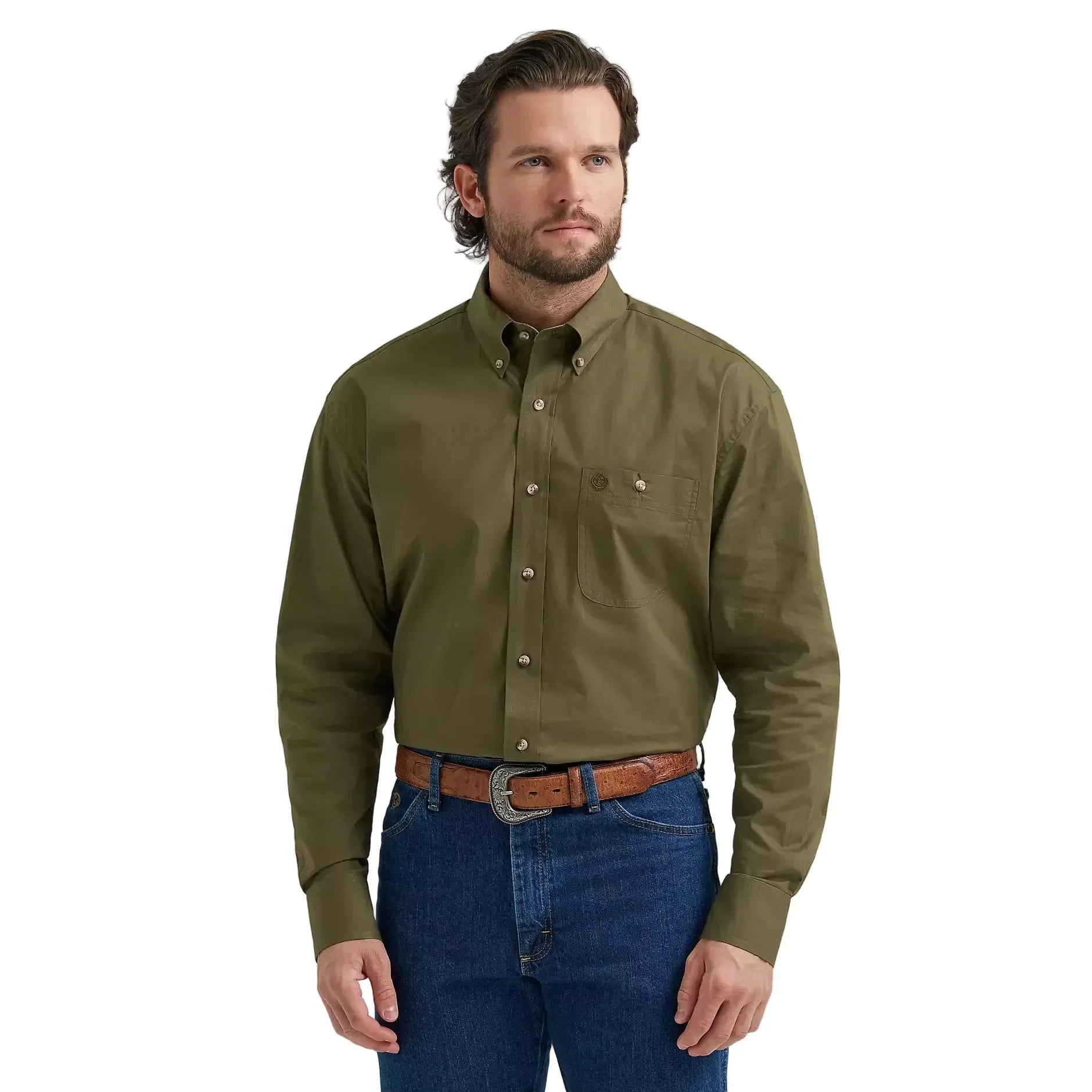 Men's Wrangler Lichen George Strait Long Sleeve Button Down Shirt 112381943