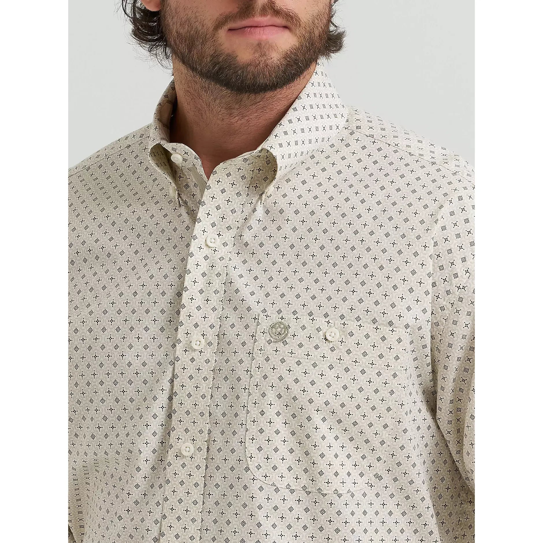 Men's Wrangler Tea Geo George Strait Long Sleeve Button Down Shirt 112381944