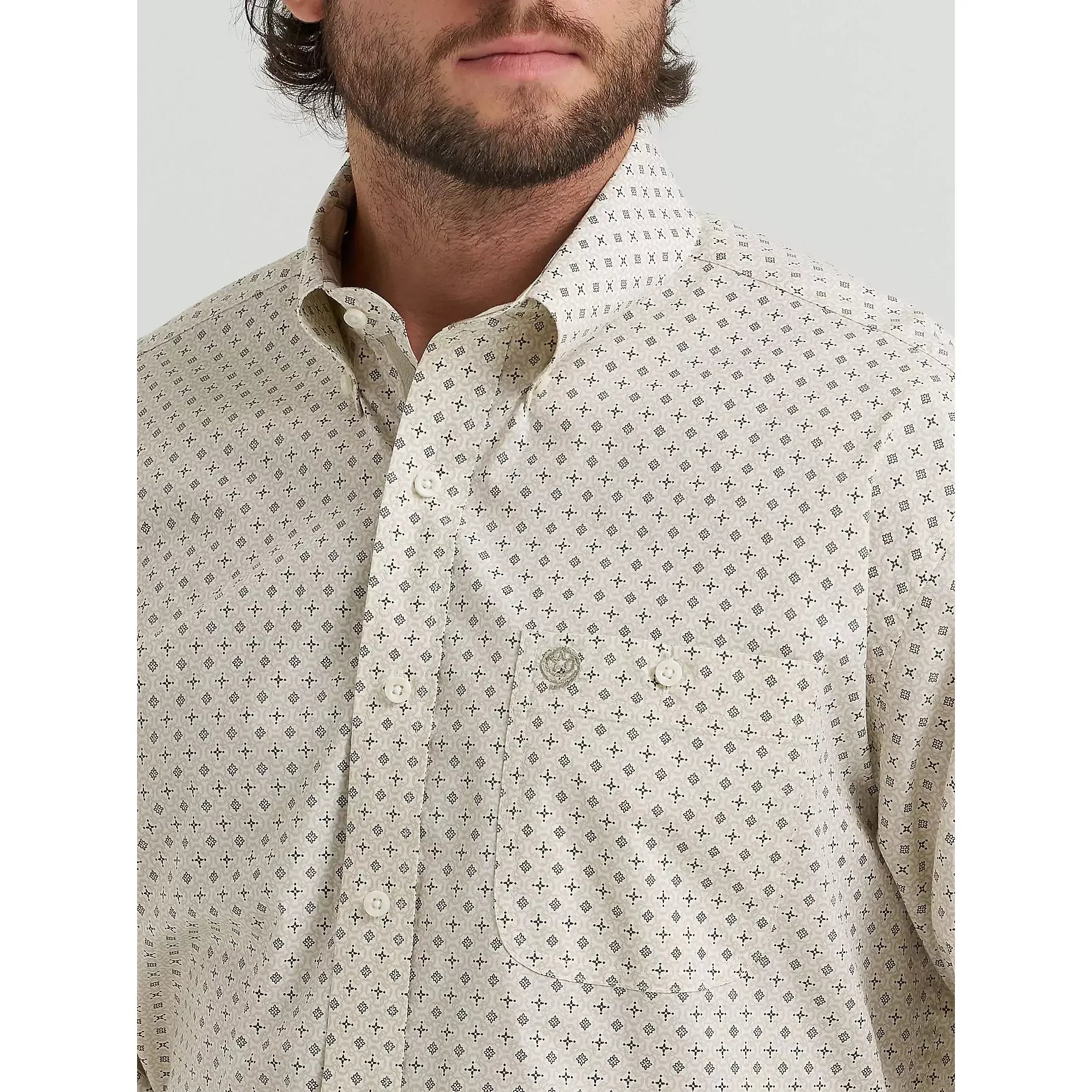 Men's Wrangler Tea Geo George Strait Long Sleeve Button Down Shirt 112381944