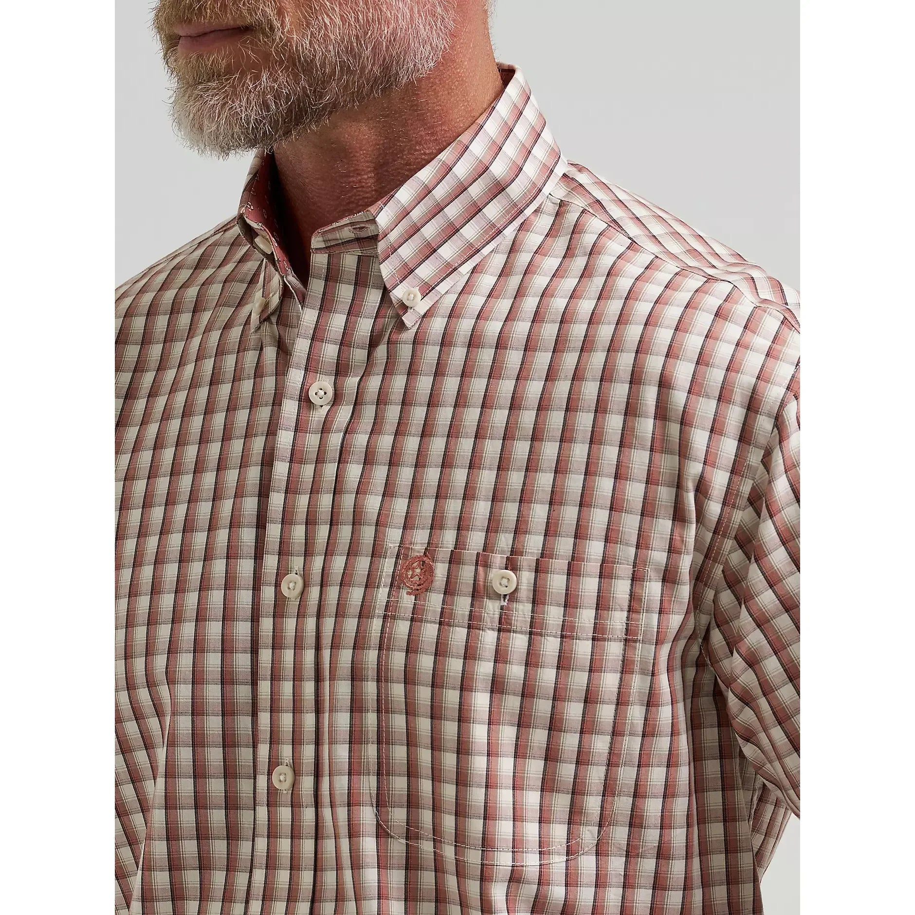Men's Wrangler Adobe Check George Strait Long Sleeve Button Down Shirt 112381953