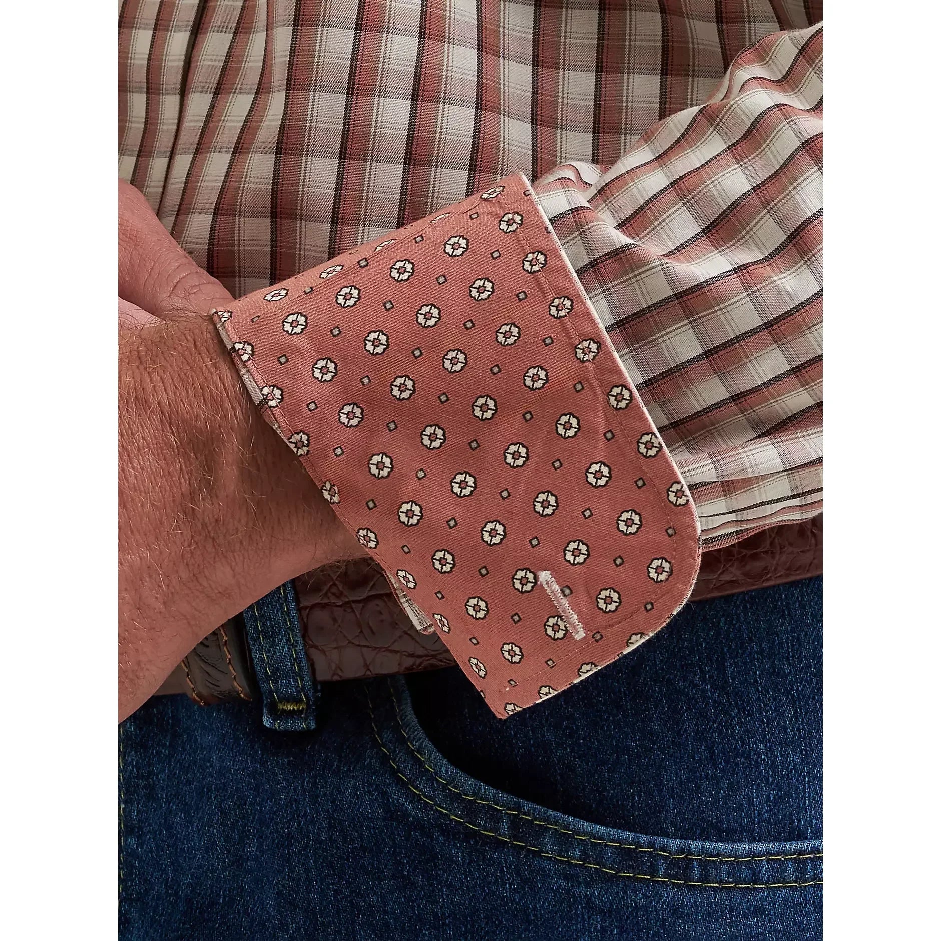 Men's Wrangler Adobe Check George Strait Long Sleeve Button Down Shirt 112381953