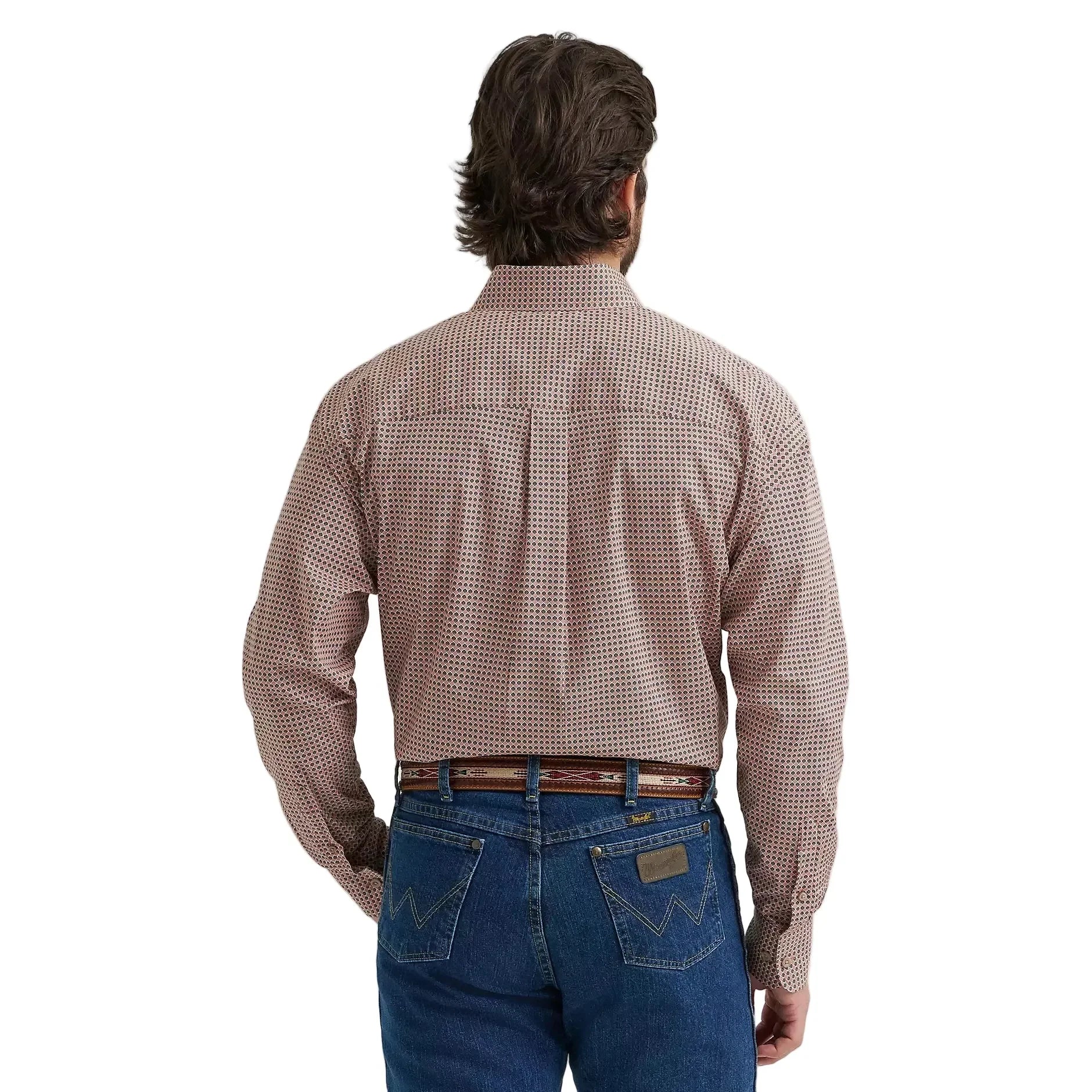 Men's Wrangler Geo Rust Long Sleeve Button Down Shirt 112381954