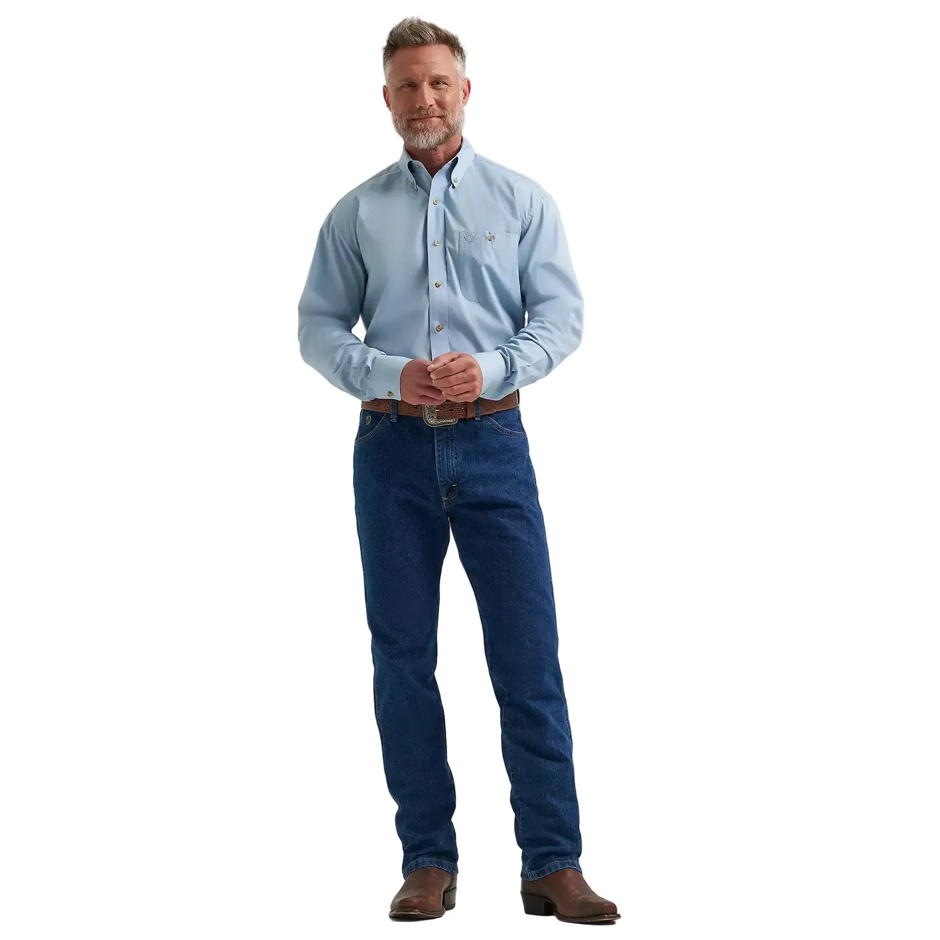 Men's Wrangler Blue Steel George Strait Long Sleeve Button Down Shirt 112381957