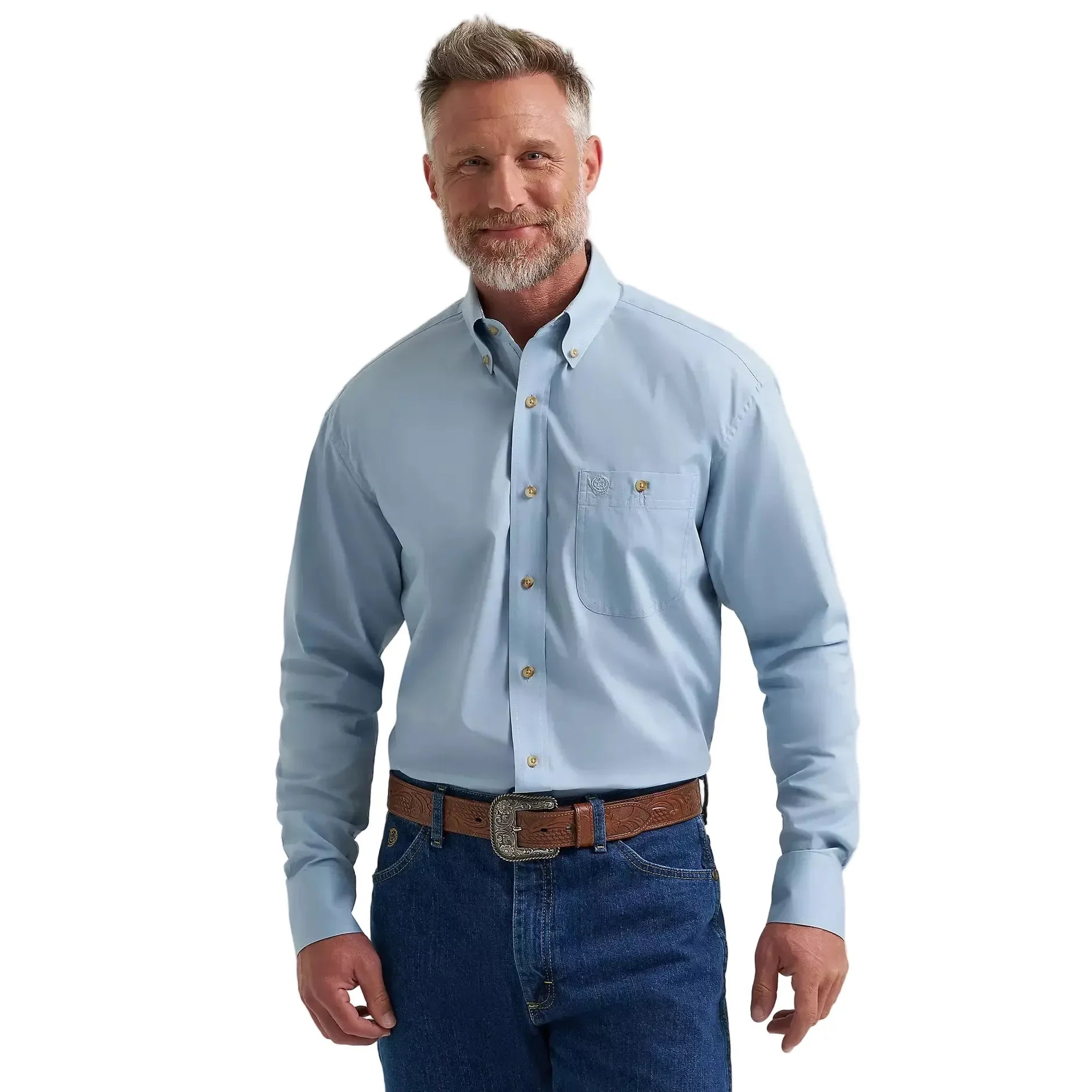 Men's Wrangler Blue Steel George Strait Long Sleeve Button Down Shirt 112381957