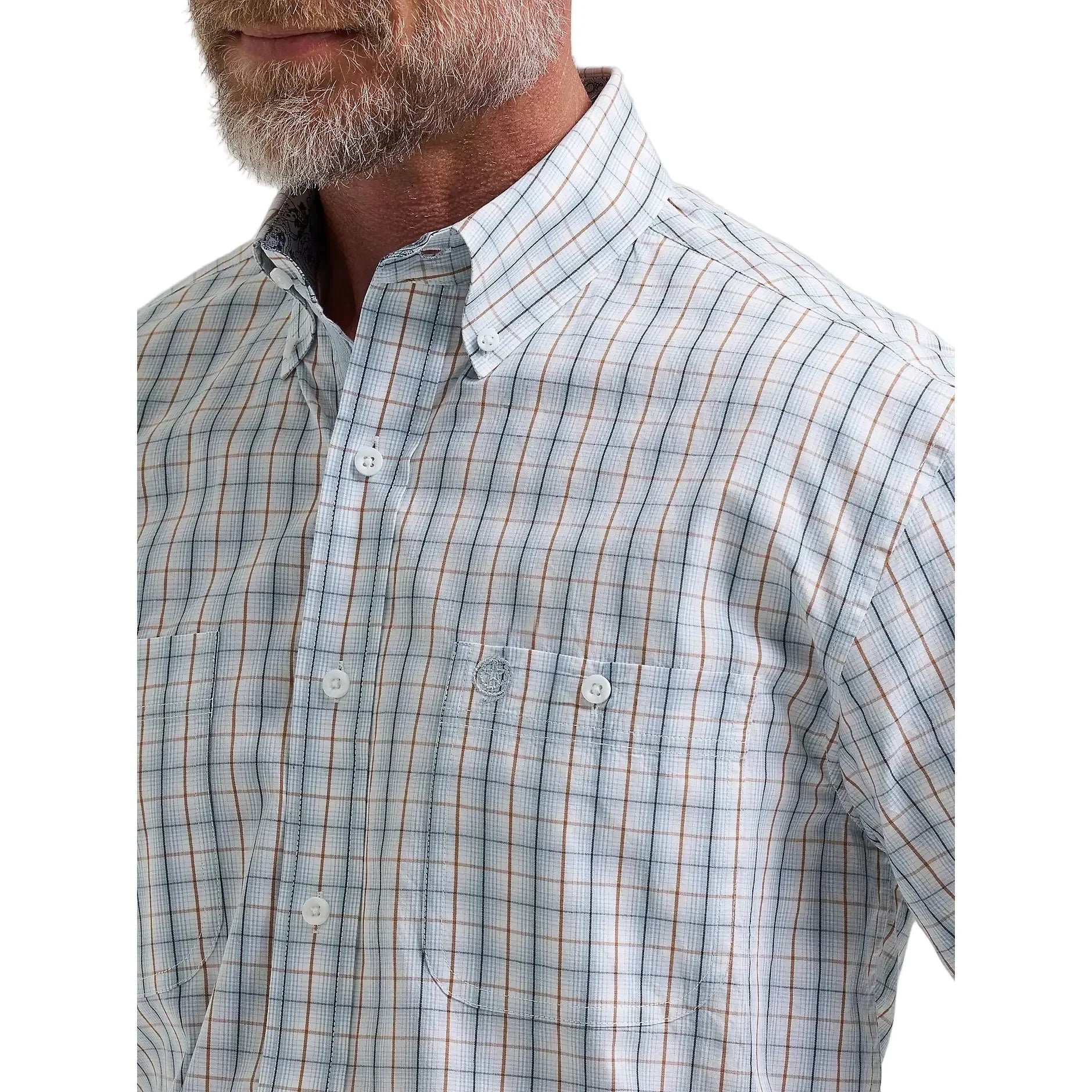 Men's Wrangler Stelly Blue Check George Strait Long Sleeve Button Down Shirt 112381958