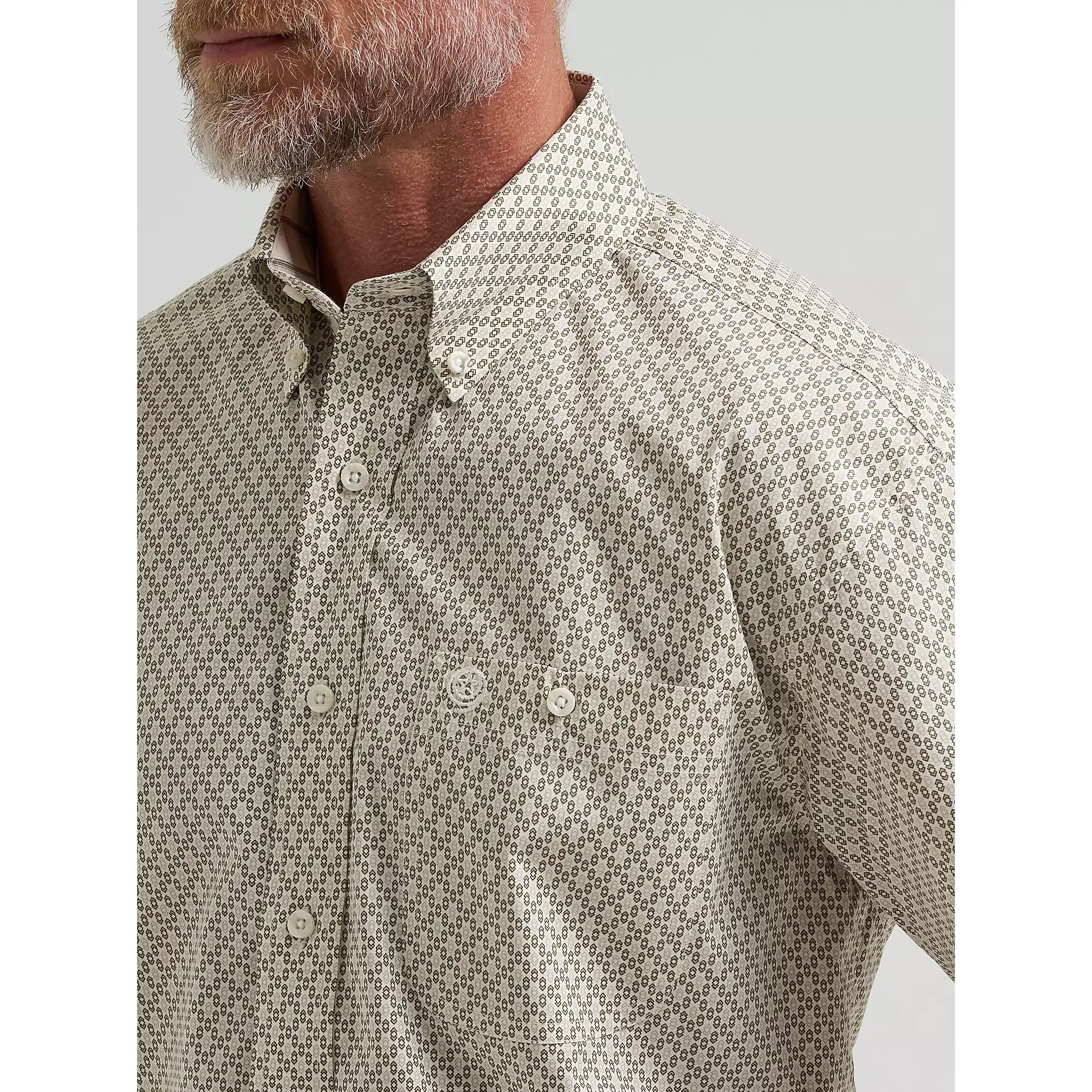 Men's Wrangler Tea Green George Strait Short Sleeve Button Down Shirt 112381973