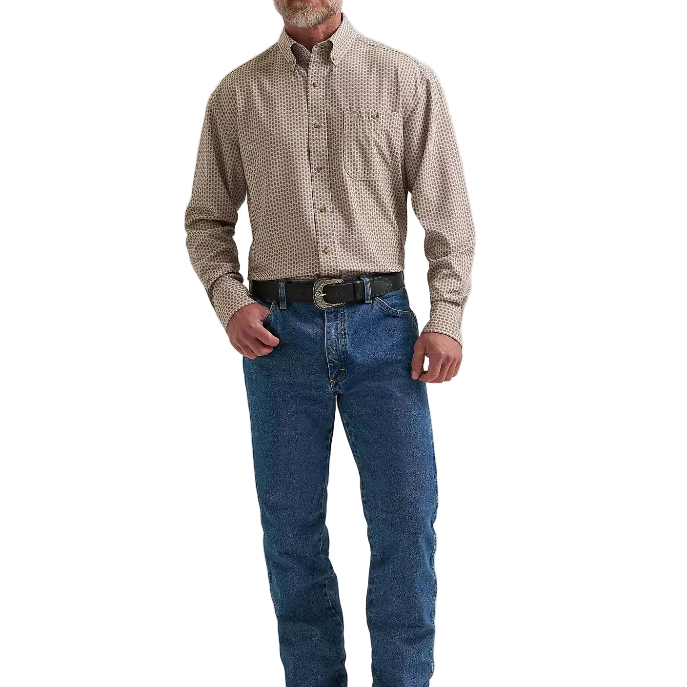 Men's Wrangler Brown Arrow George Strait Performance Button Down Shirt 112381976