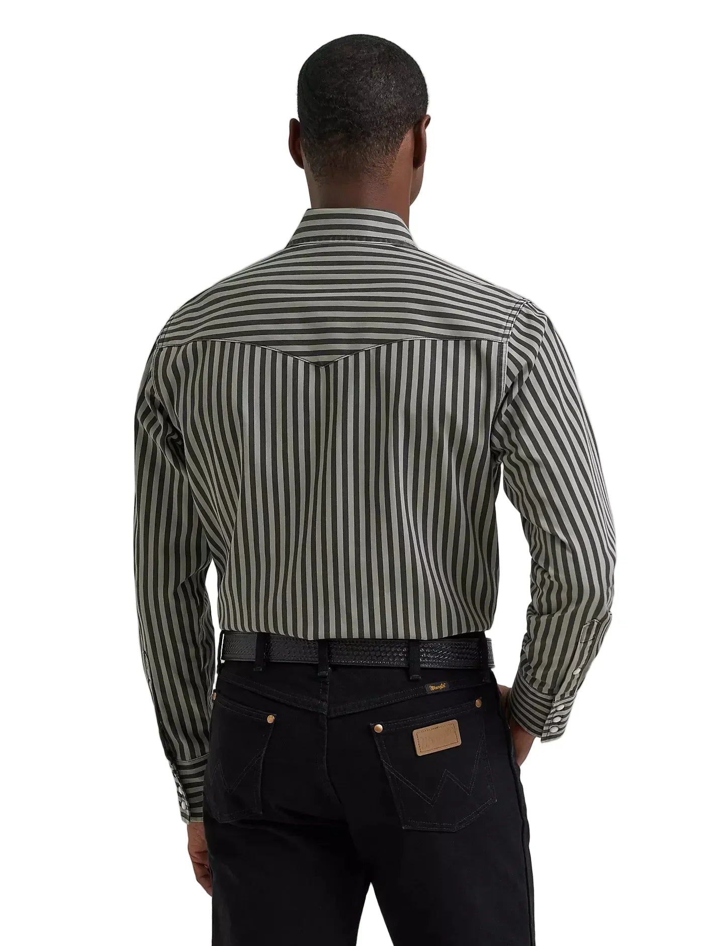 Men's Wrangler Smoky Stripes Vintage-Inspired Brushpopper Western Snap Work Shirt 112381996