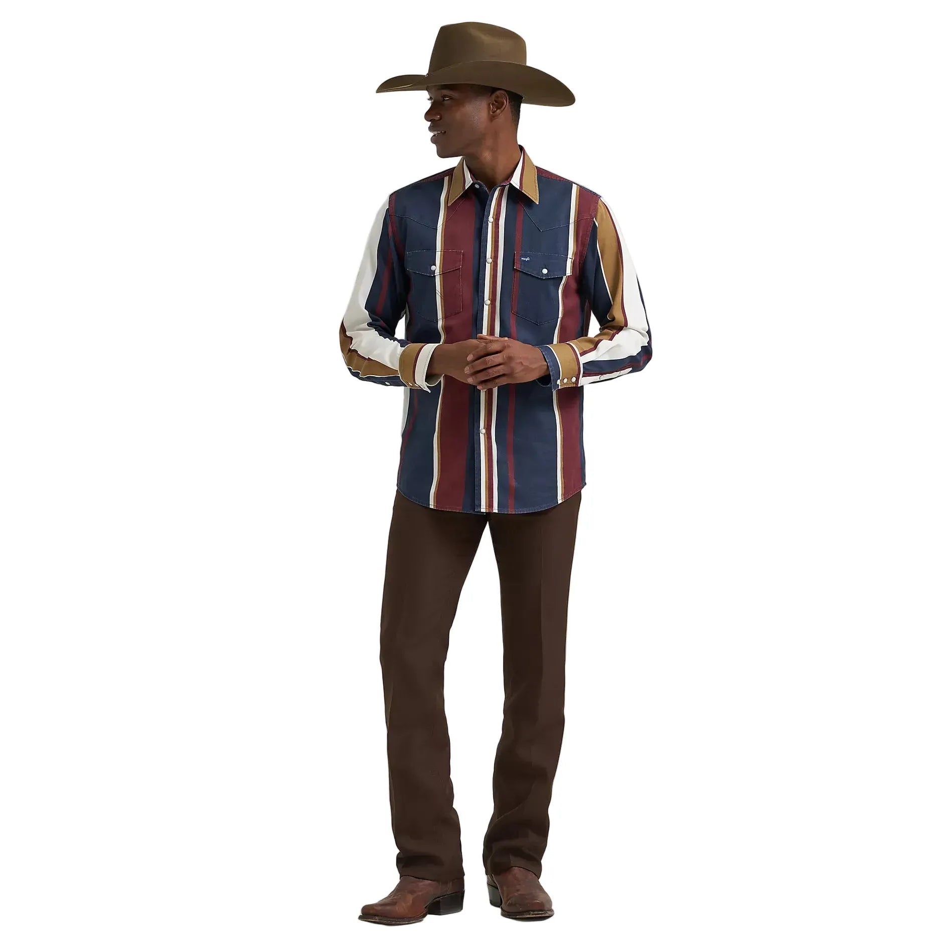 Men's Wrangler Midnight Oak Vintage-Inspired Brushpopper Western Snap Work Shirt 112381998