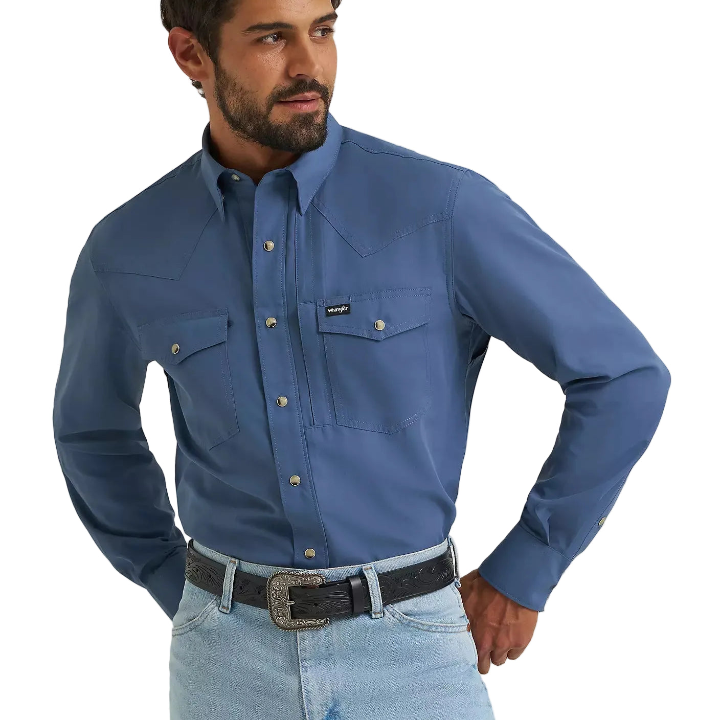 Men's Wrangler Vintage Indigo All Terrain Gear Performance Shirt 112382400