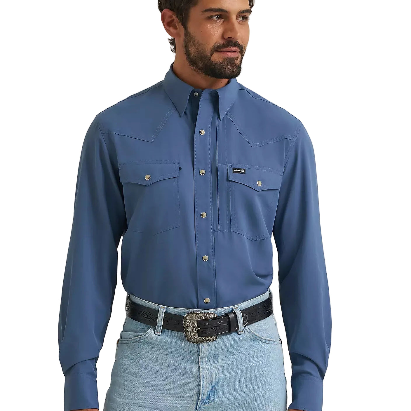 Men's Wrangler Vintage Indigo All Terrain Gear Performance Shirt 112382400