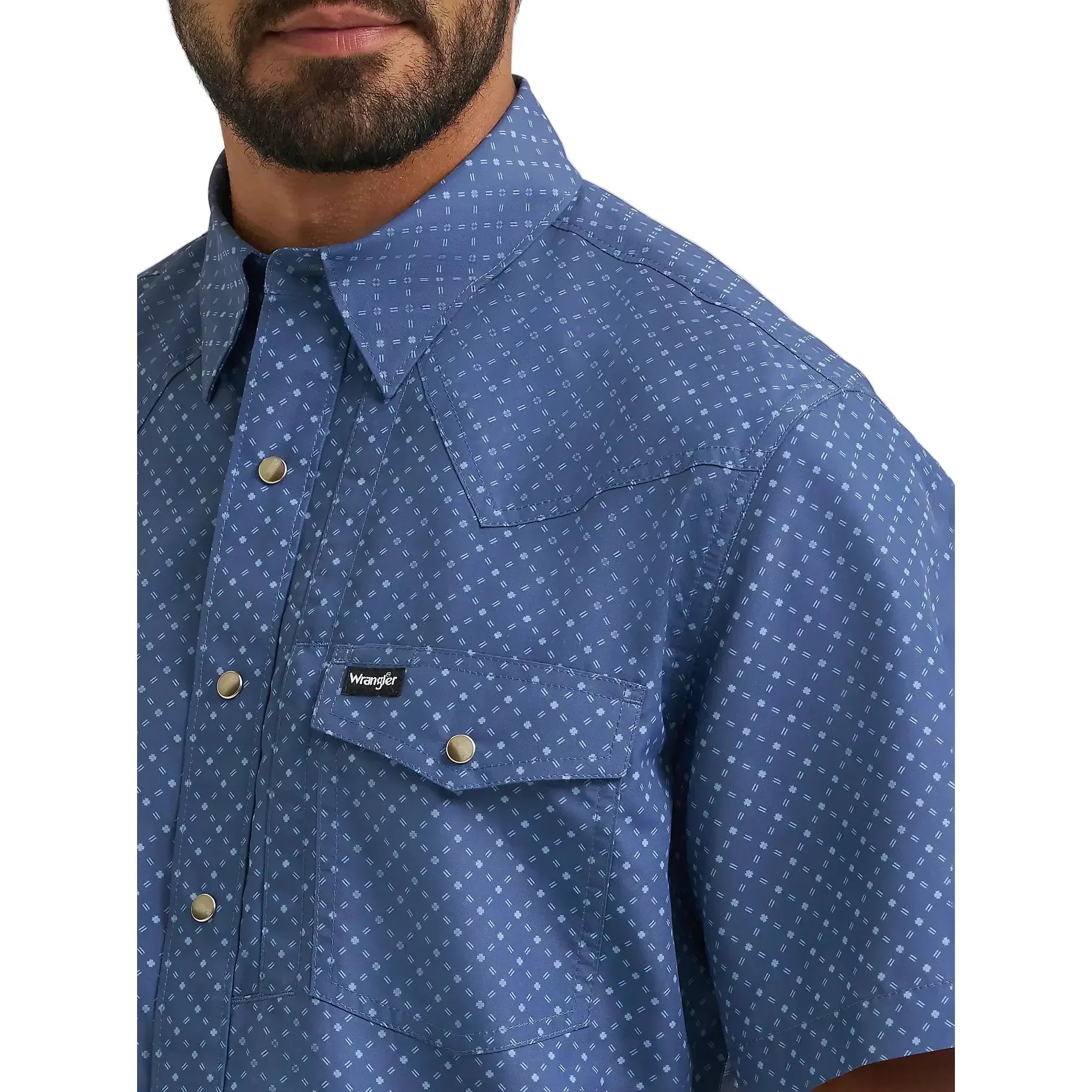 Men's Wrangler Indigo All Terrain Performance Print Shirt 112382437