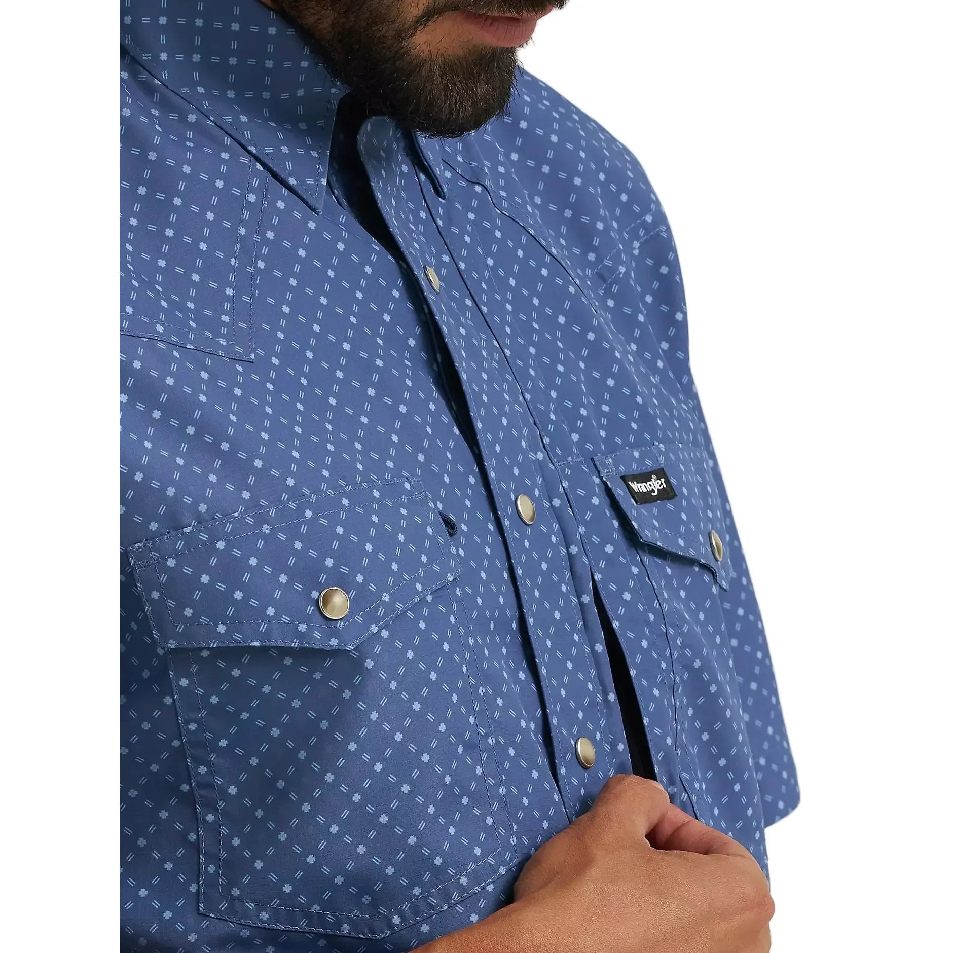 Men's Wrangler Indigo All Terrain Performance Print Shirt 112382437