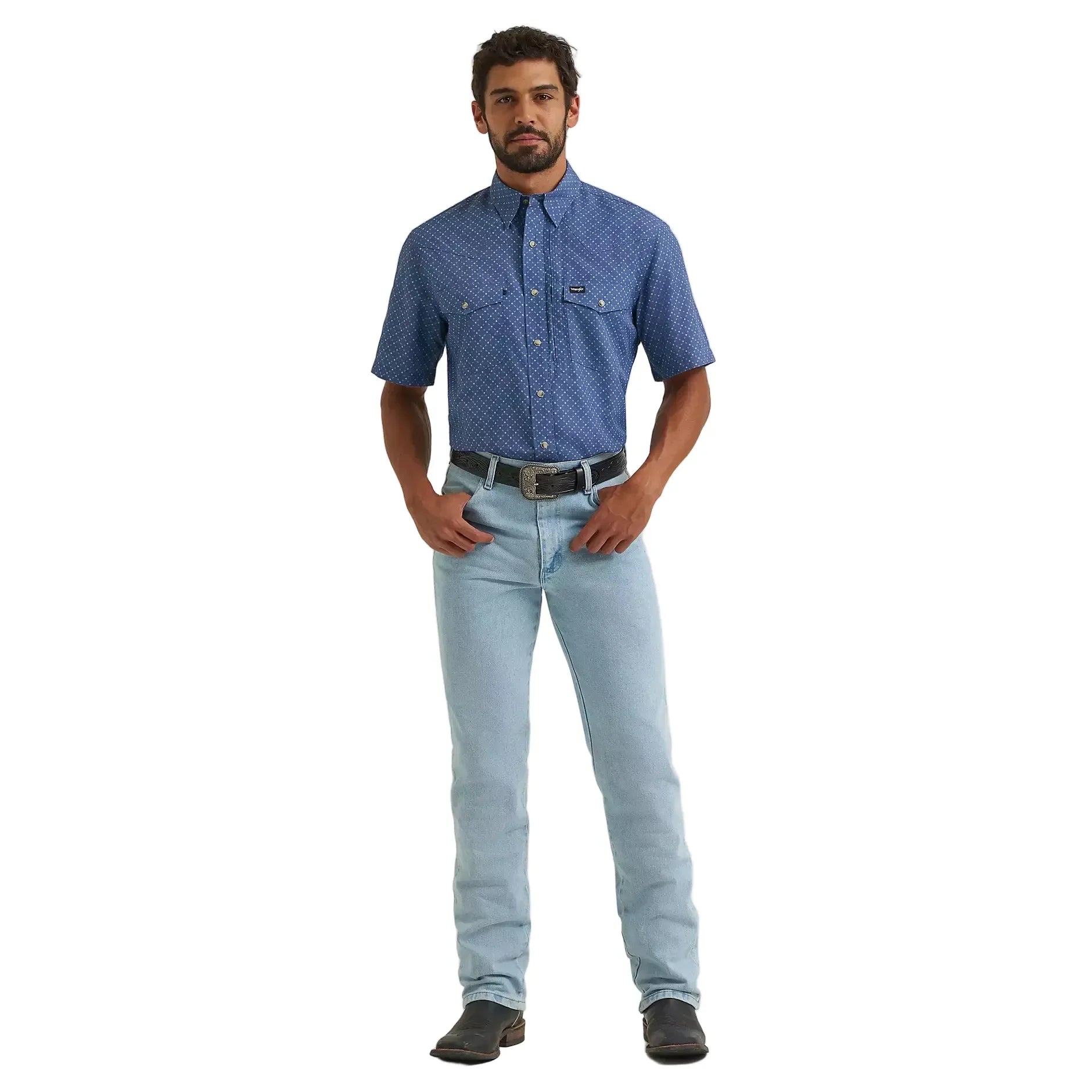 Men's Wrangler Indigo All Terrain Performance Print Shirt 112382437