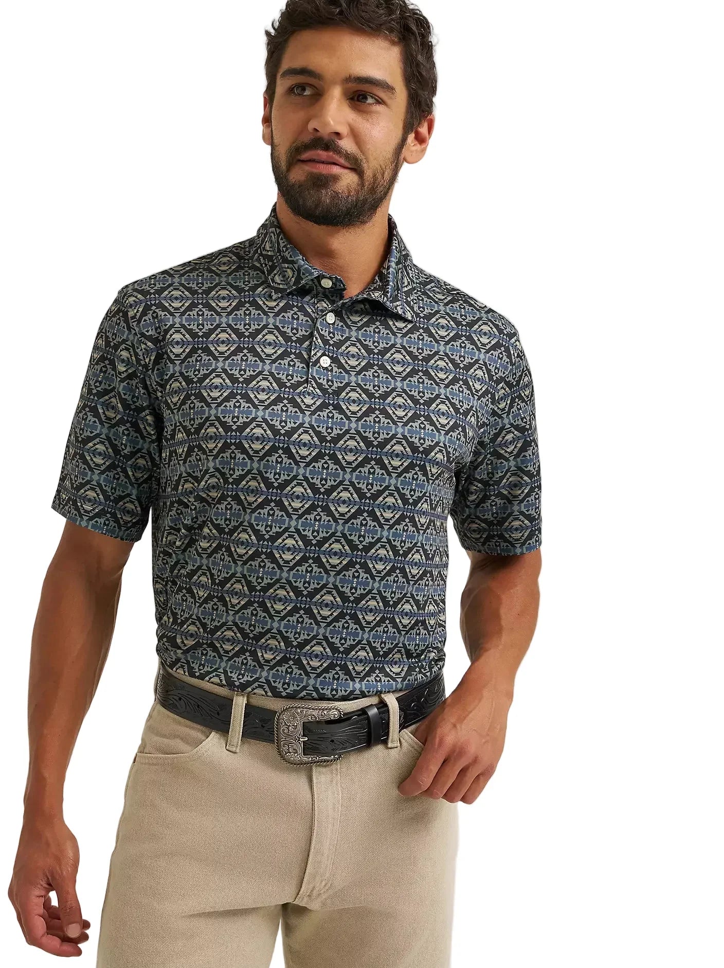 Men's Wrangler Jet Black All Terrain Performance Polo Shirt 112382487