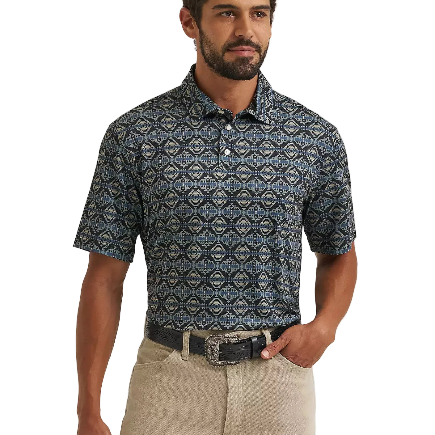 Men's Wrangler Jet Black All Terrain Performance Polo Shirt 112382487