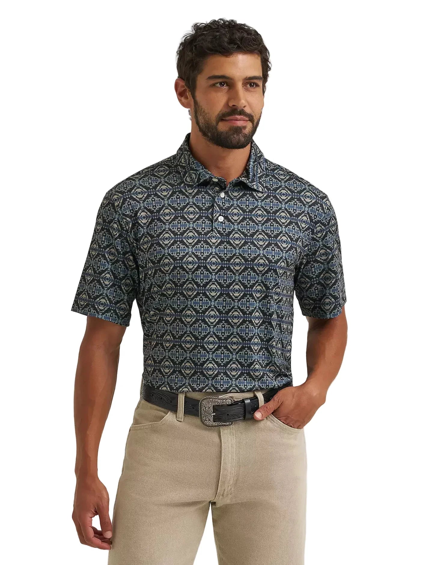 Men's Wrangler Jet Black All Terrain Performance Polo Shirt 112382487