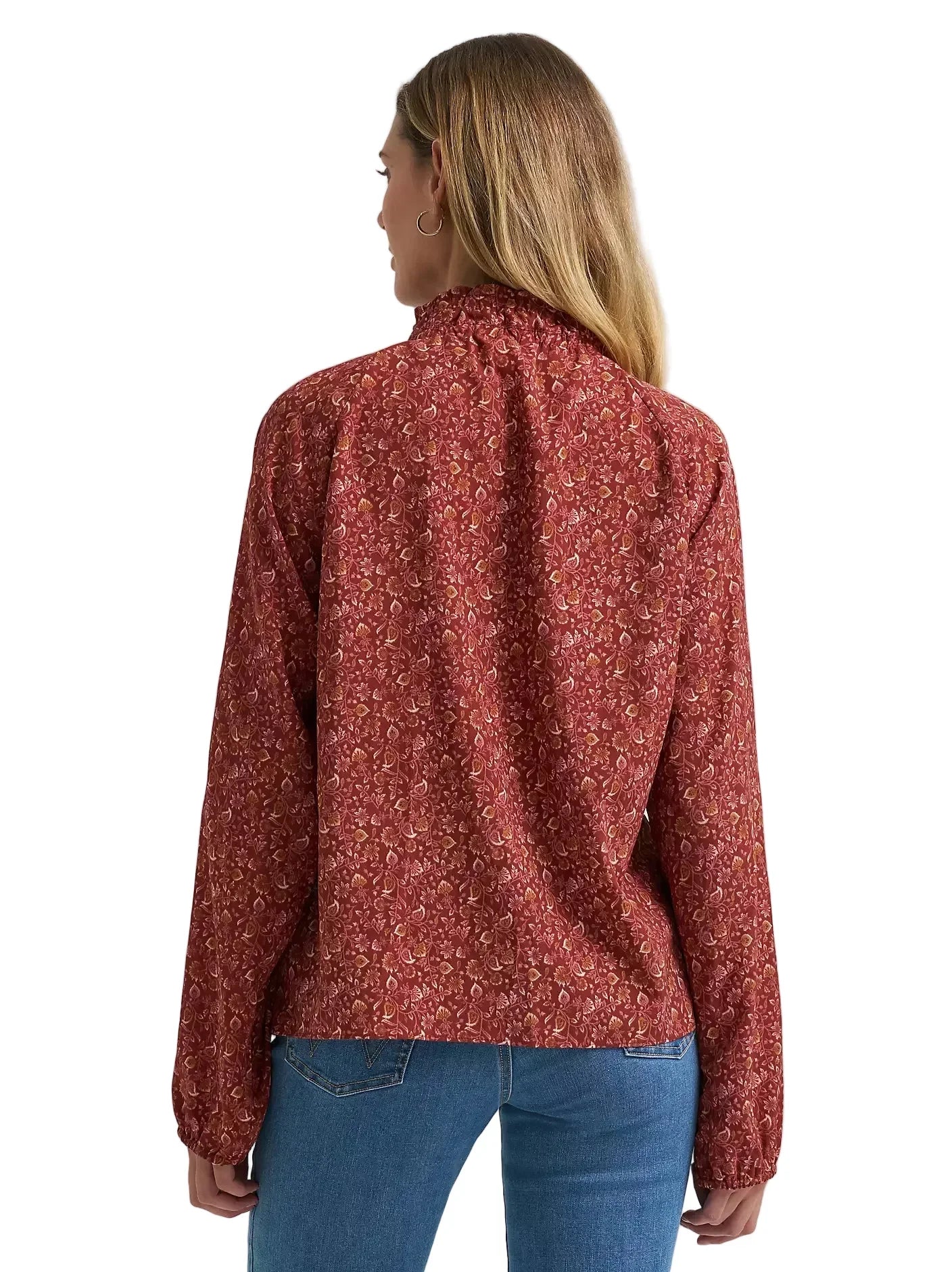 Women's Wrangler Burgundy Button Front Princess Blouse 112382526