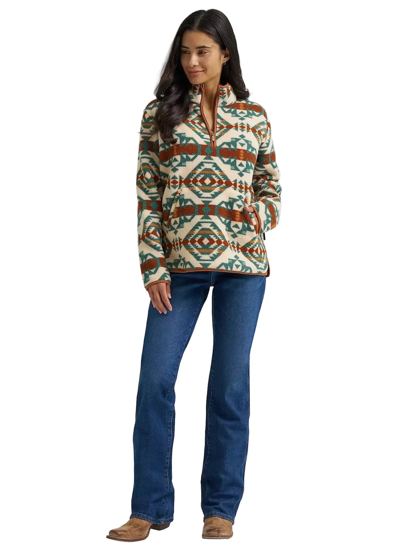 Wrangler Women's High Plains Sherpa Zip Pullover 112382729