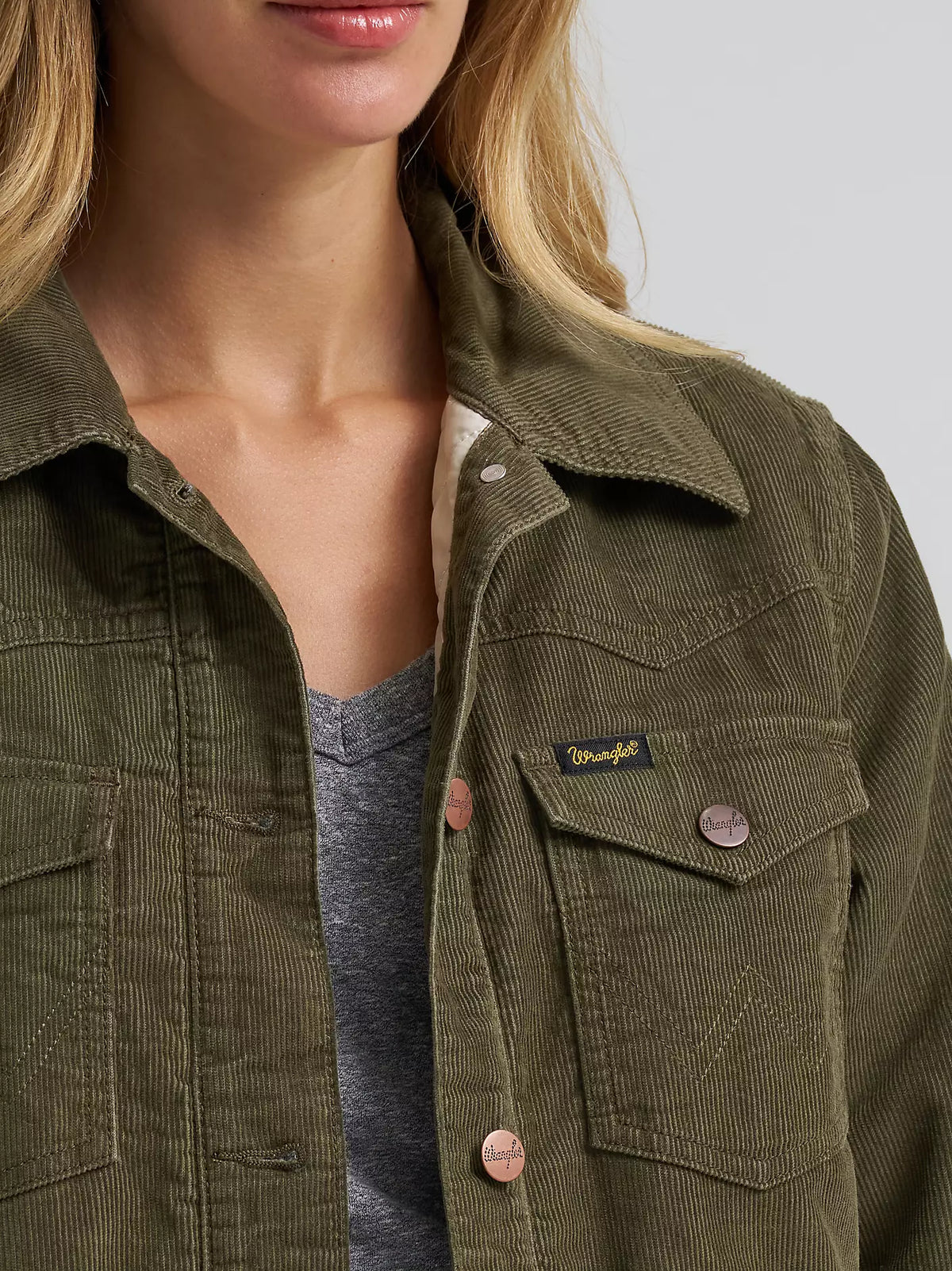 Wrangler Women's Green Corduroy Quilt-Lined Barn Jacket 112382739