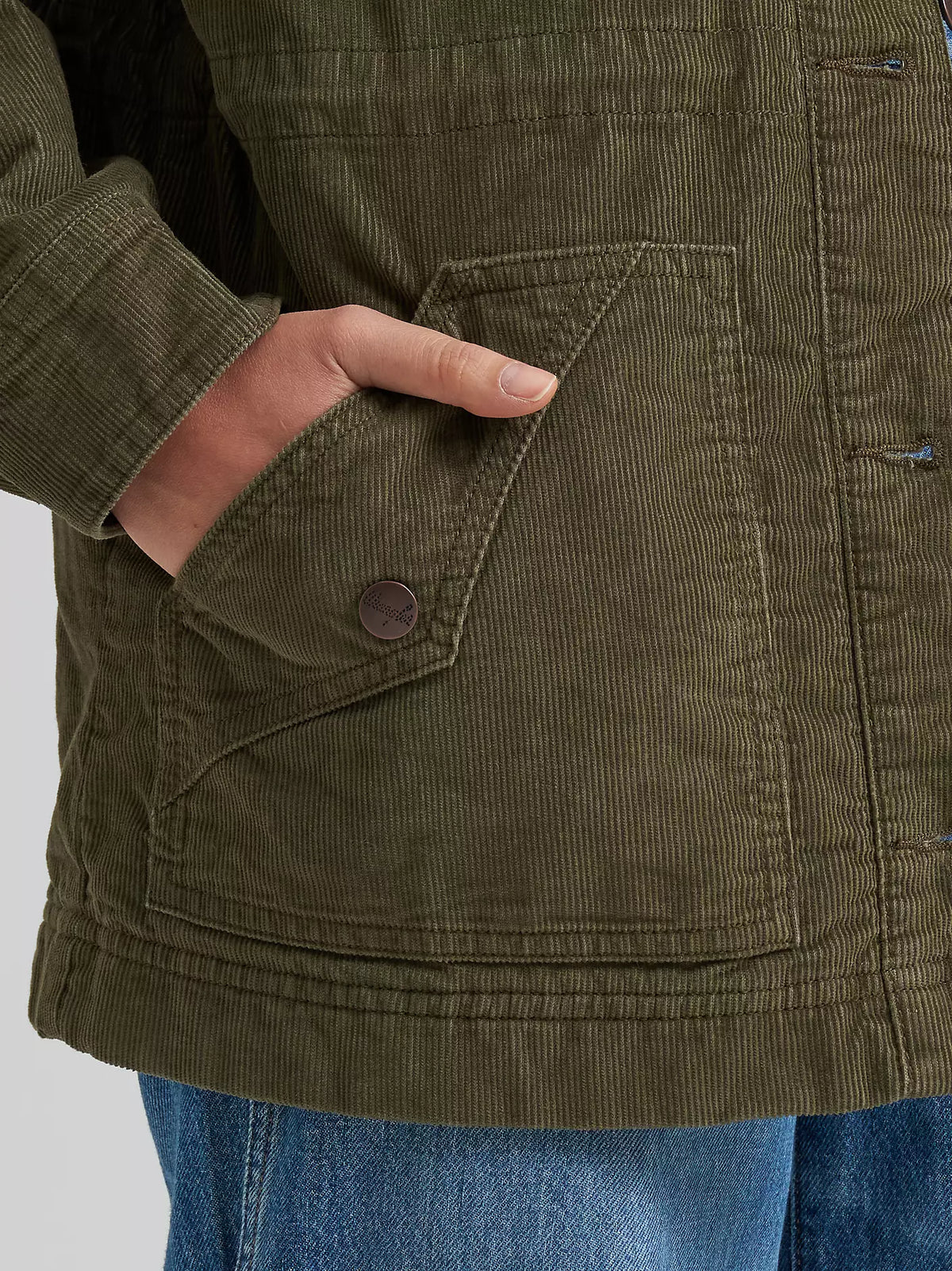 Wrangler Women's Green Corduroy Quilt-Lined Barn Jacket 112382739
