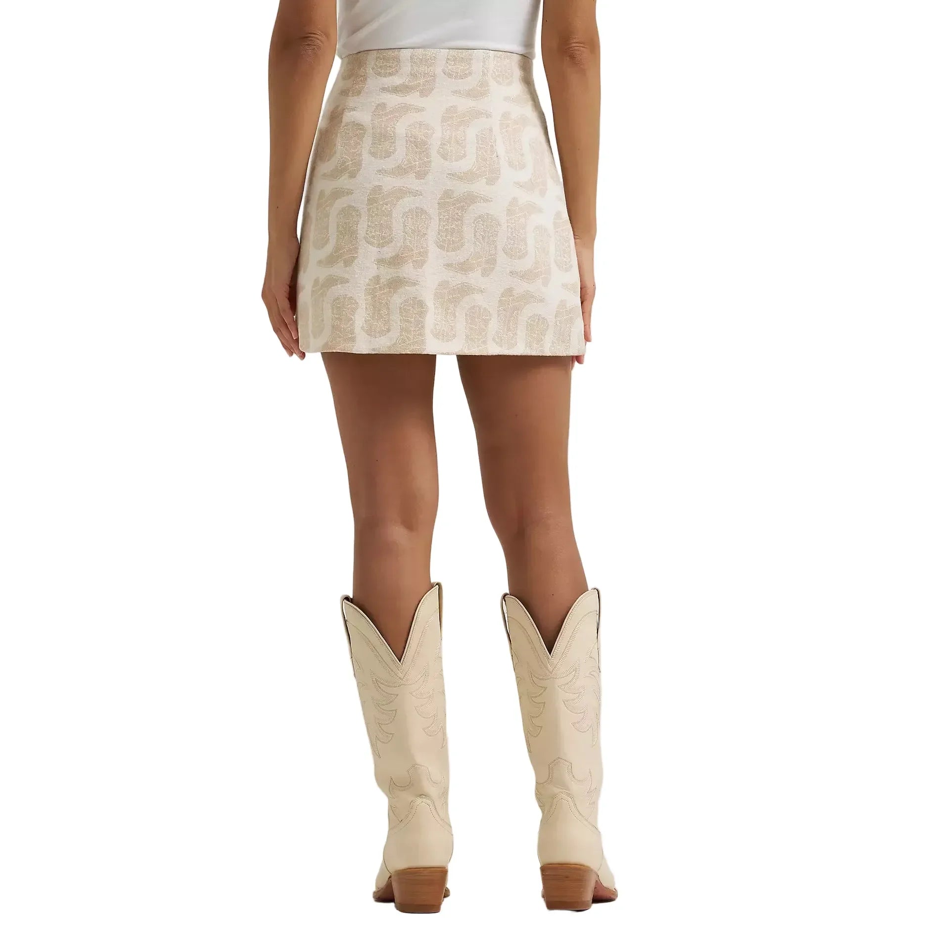 Women's Wrangler Beige Jacquard Wrap Mini Skirt 112382746