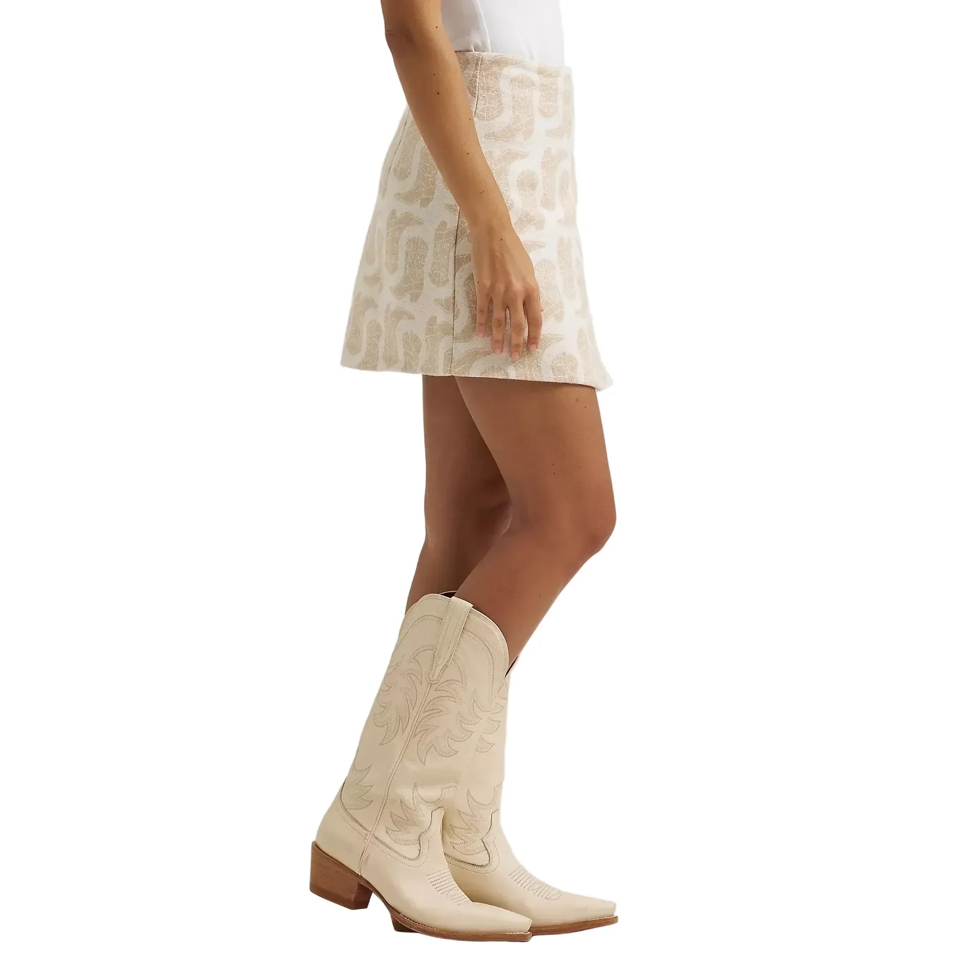 Women's Wrangler Beige Jacquard Wrap Mini Skirt 112382746