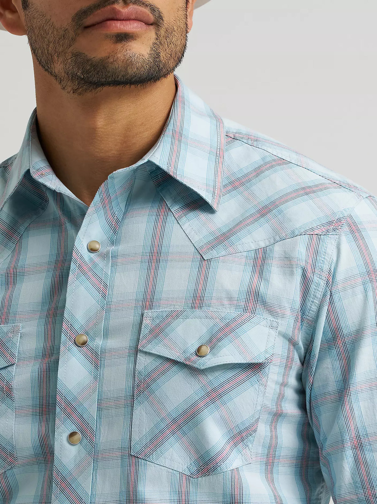 Wrangler Men's Forget Me Blue 20X Competition Advanced Comfort Long Sleeve Western Snap Shirt 112384658