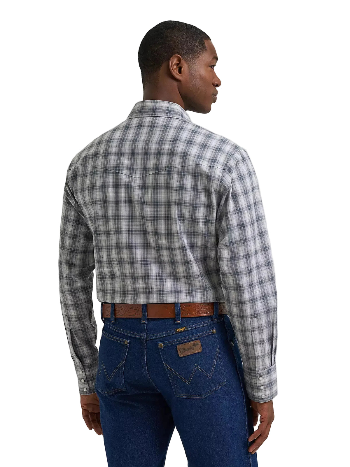 Wrangler Men's Frontier Stone Wrinkle Resist Long Sleeve Western Snap Plaid Shirt 112385339