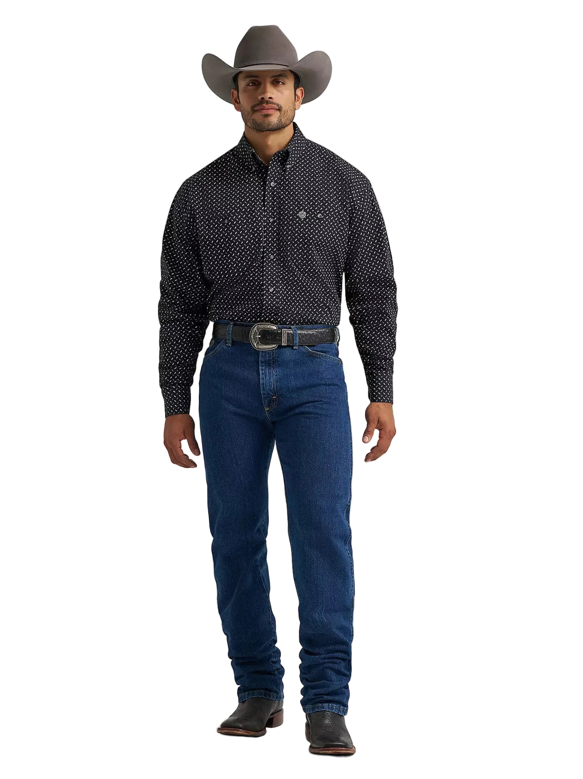 Wrangler Men's Inkt Tread George Strait Long Sleeve Button Down Two Pocket Shirt 112385356