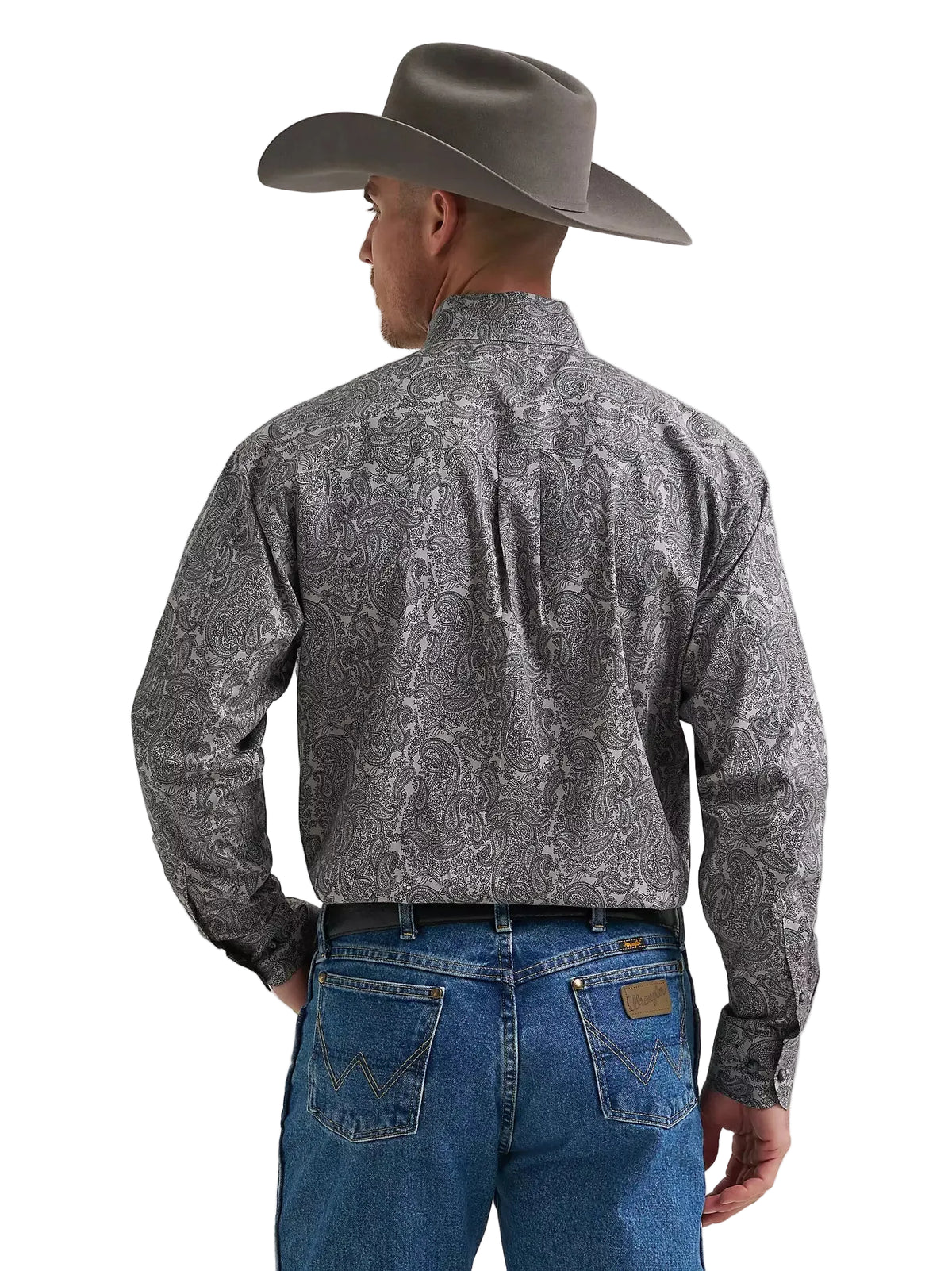 Wrangler Men's Heritage Ash George Strait Long Sleeve Button Down One Pocket Shirt 112385358