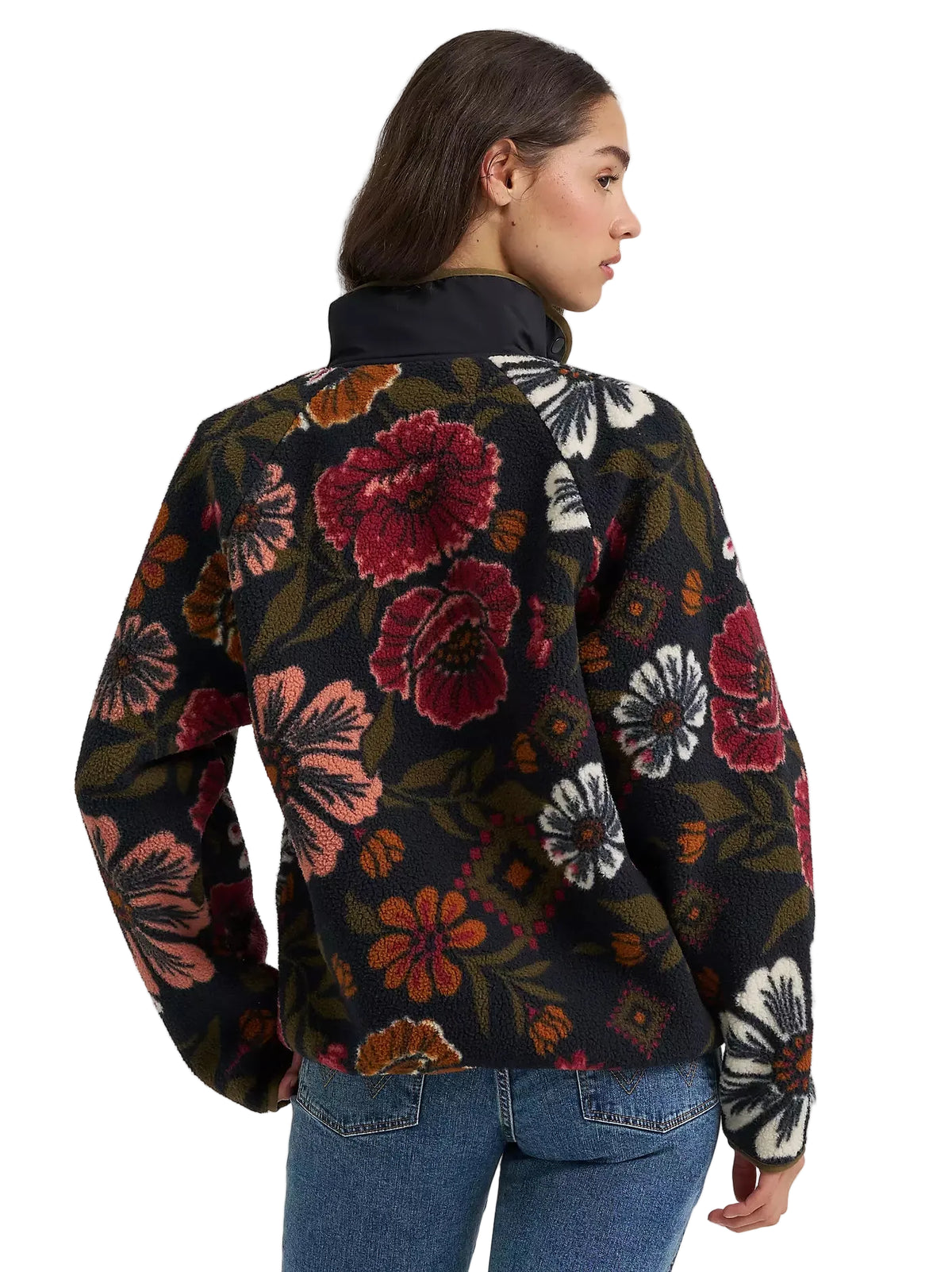 Wrangler Women's Black Floral Big Sky Sherpa Snap Pullover 112385381