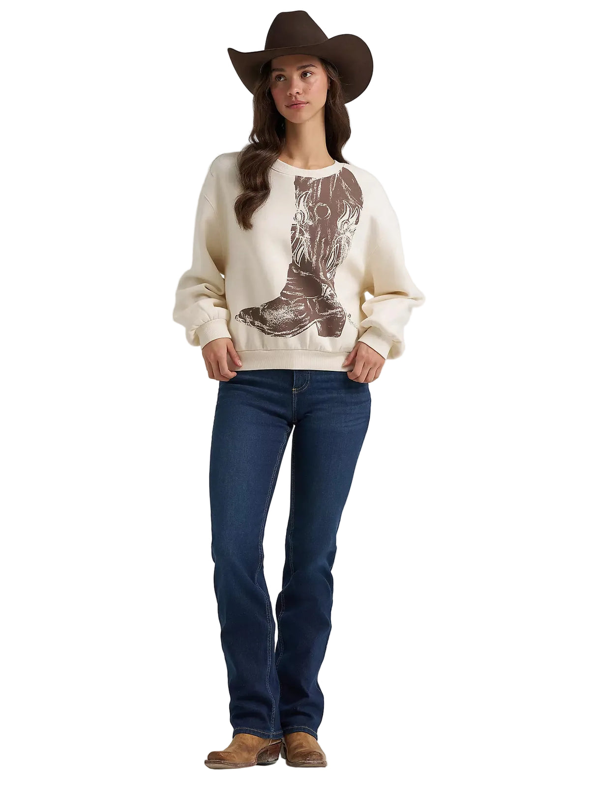 Wrangler Women's Cream Boot Graphic Pullover 112385399