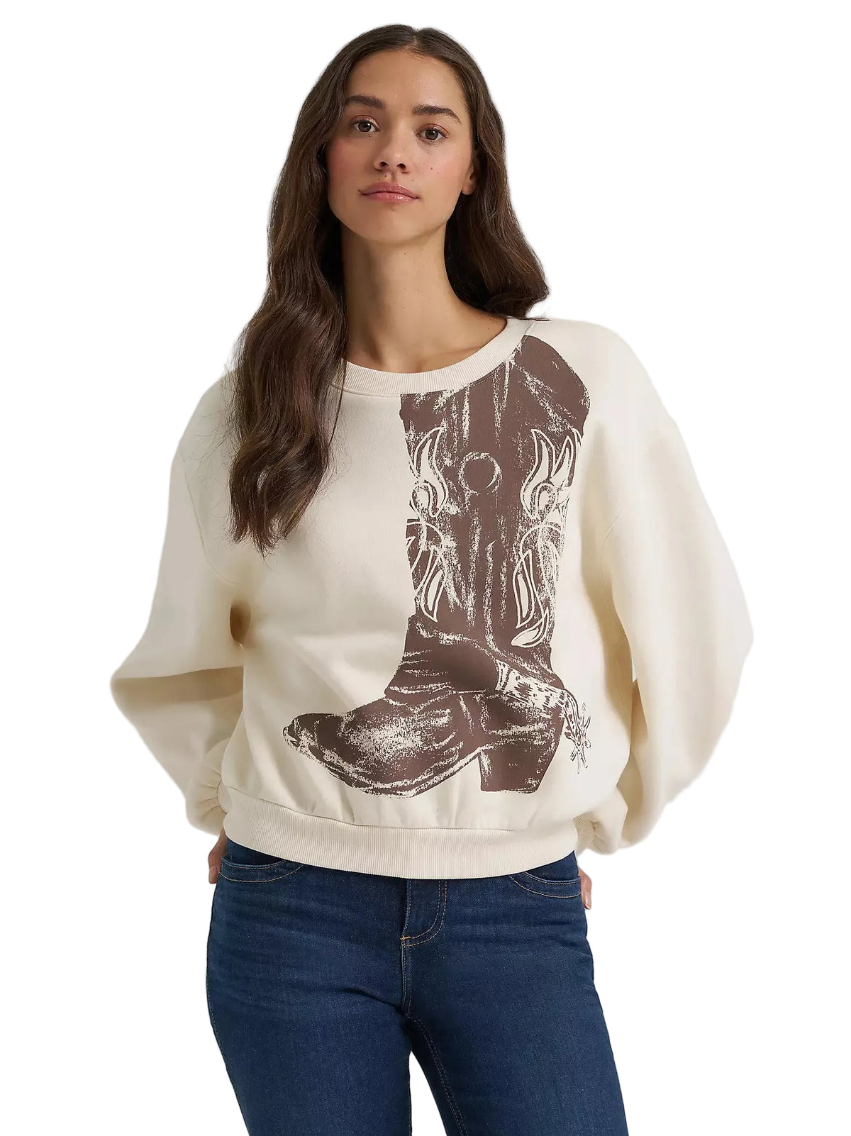 Wrangler Women's Cream Boot Graphic Pullover 112385399