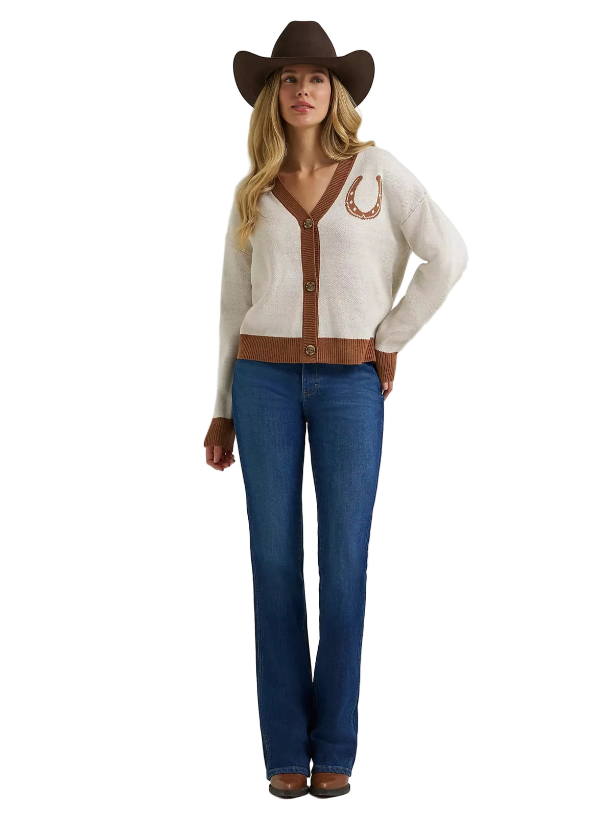 Wrangler Women's Cream V-neck Cardigan 112385400
