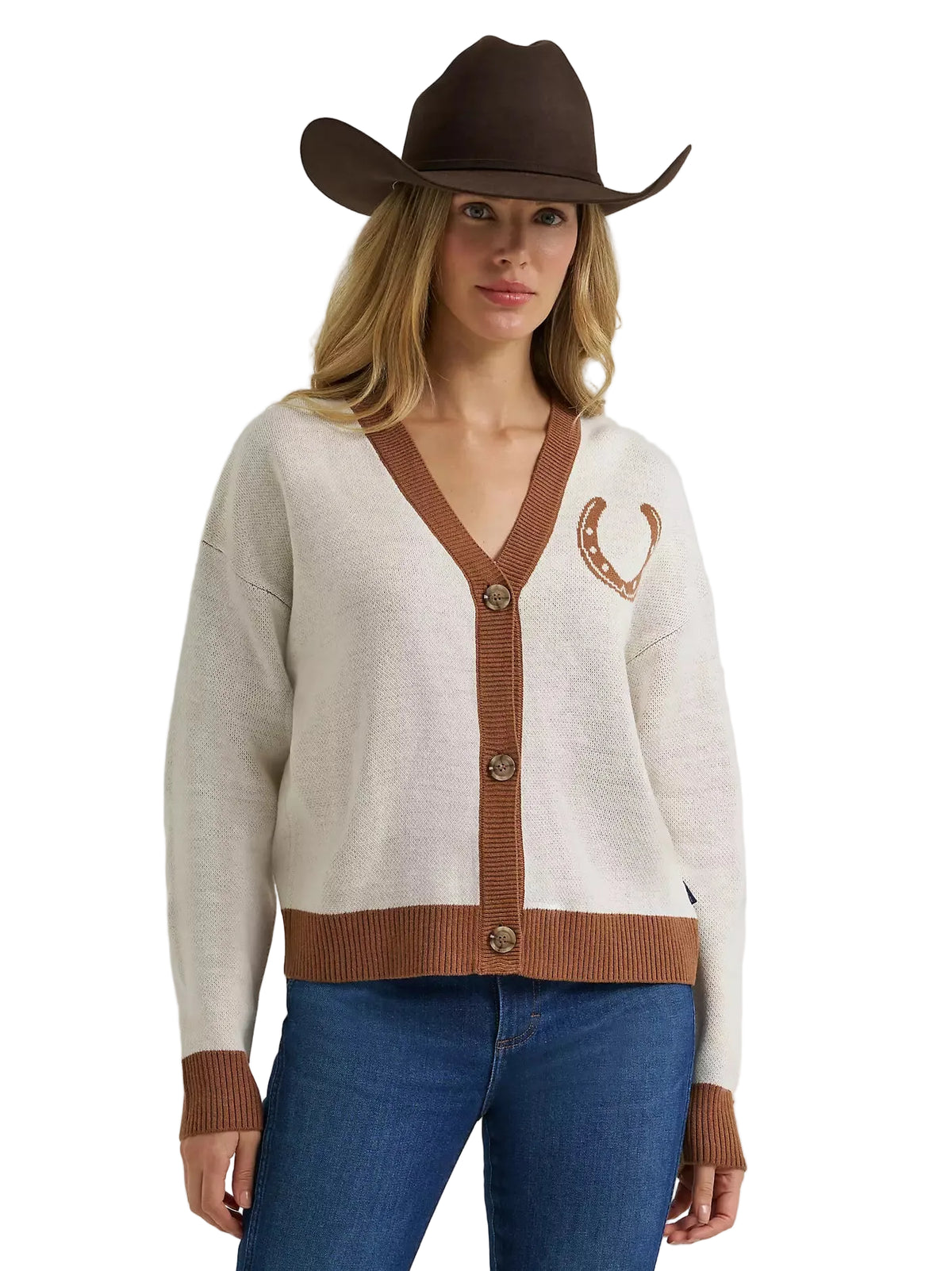 Wrangler Women's Cream V-neck Cardigan 112385400