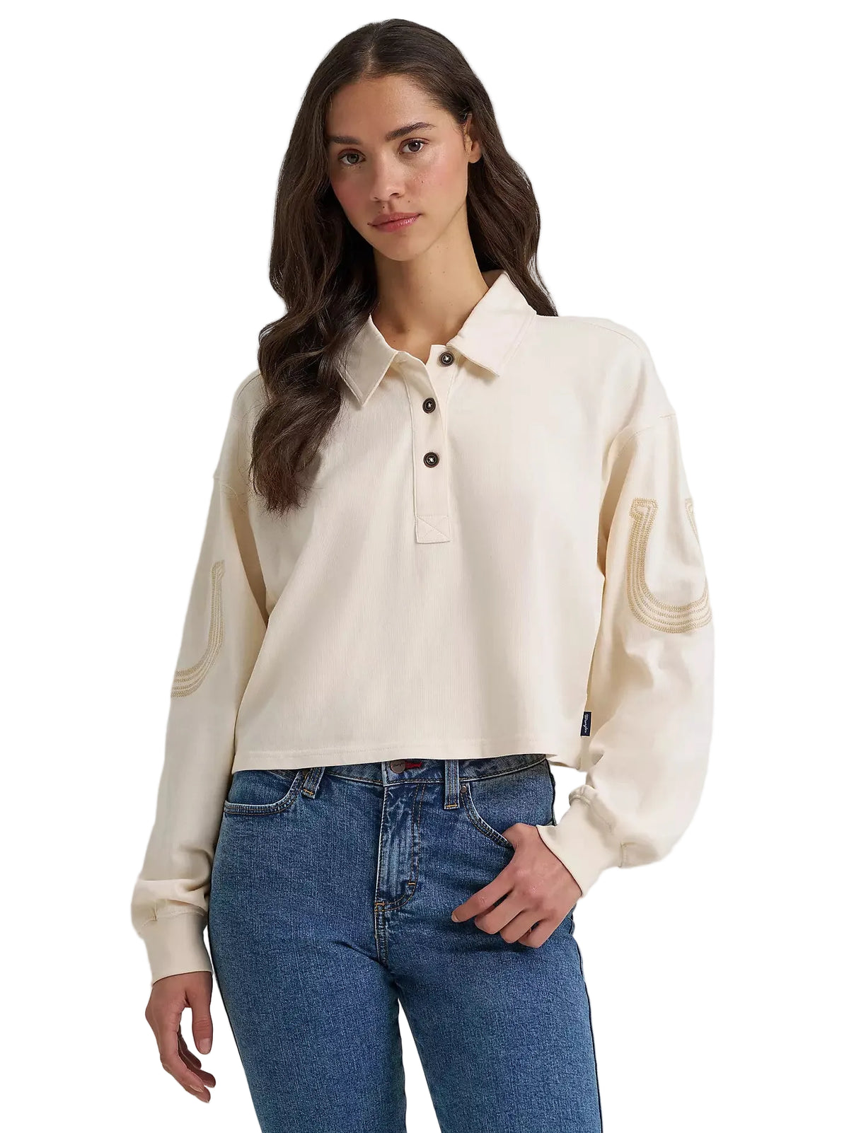 Wrangler Women's Cream Western Polo Shirt 112385415
