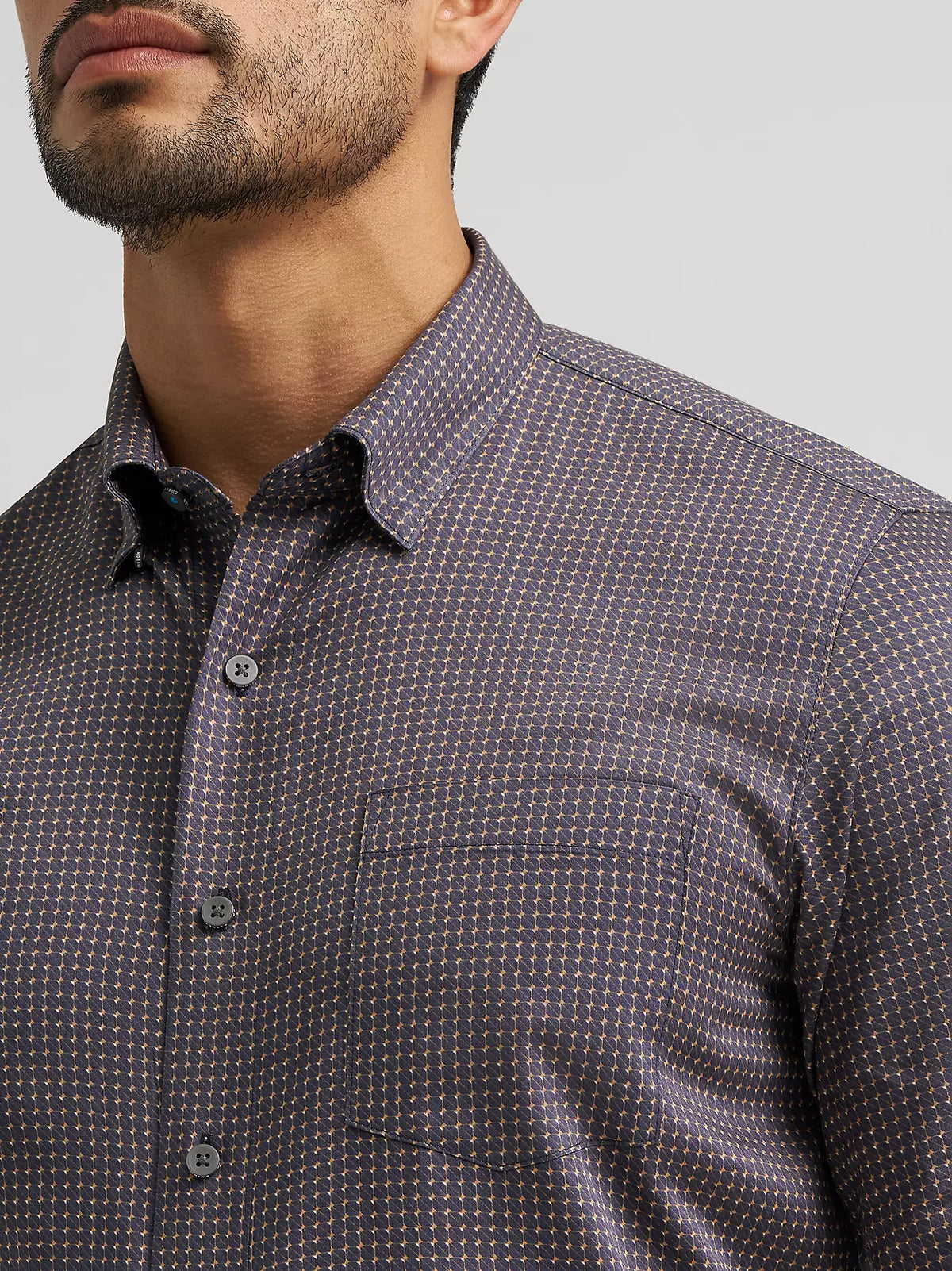 Wrangler Men's Navy Microdiamond Cody Johnson One Pocket Button Down Shirt 112385453