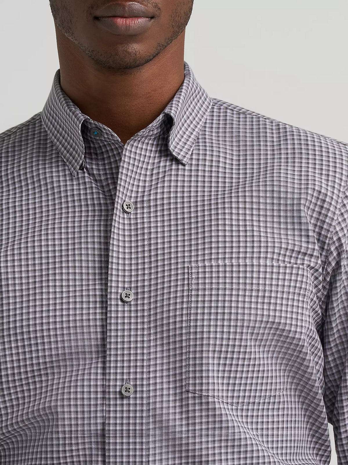Wrangler Men's Iron Microcheck Cody Johnson One Pocket Button Down Shirt 112385471